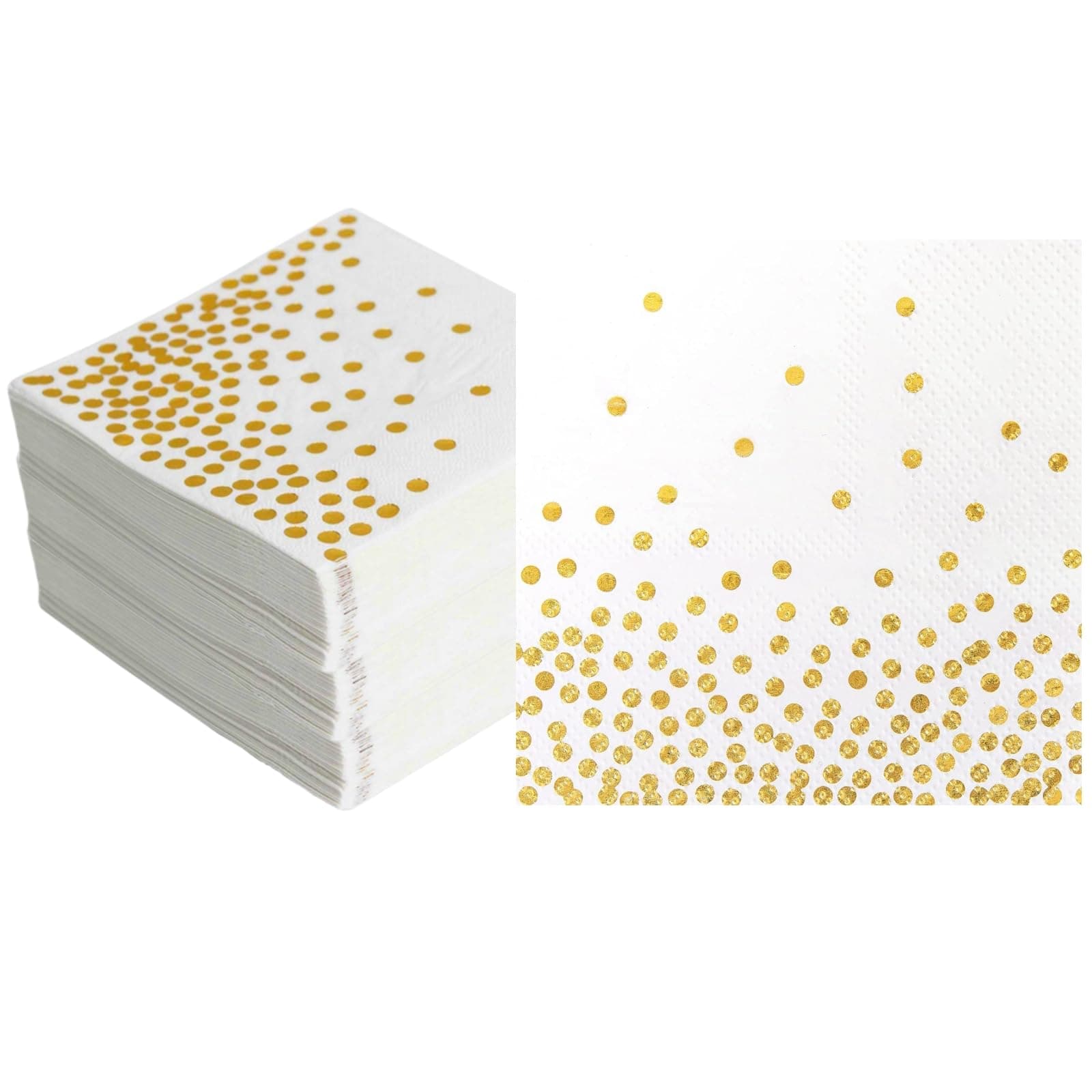Napkins 100 Pack, CEILIWEN White and Gold Napkins Gold Serviettes Napkins, 33x33CM Napkins Serviettes Cocktail Napkins Serviettes Kids Party Napkins Birthday Napkins