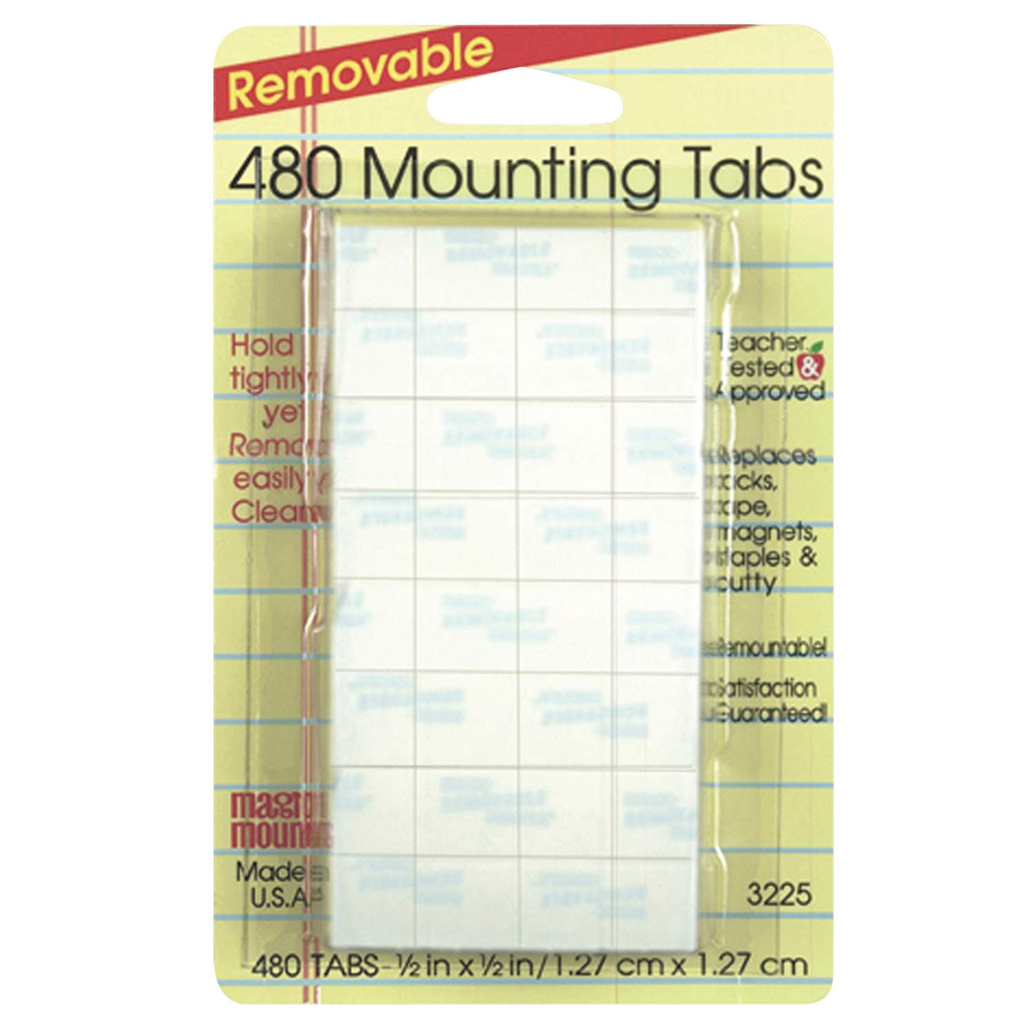 Magic Mounts MIL3225BN Removable Mounting Tabs, 1/2" x 1/2", 480 Per Pack, 3 Packs
