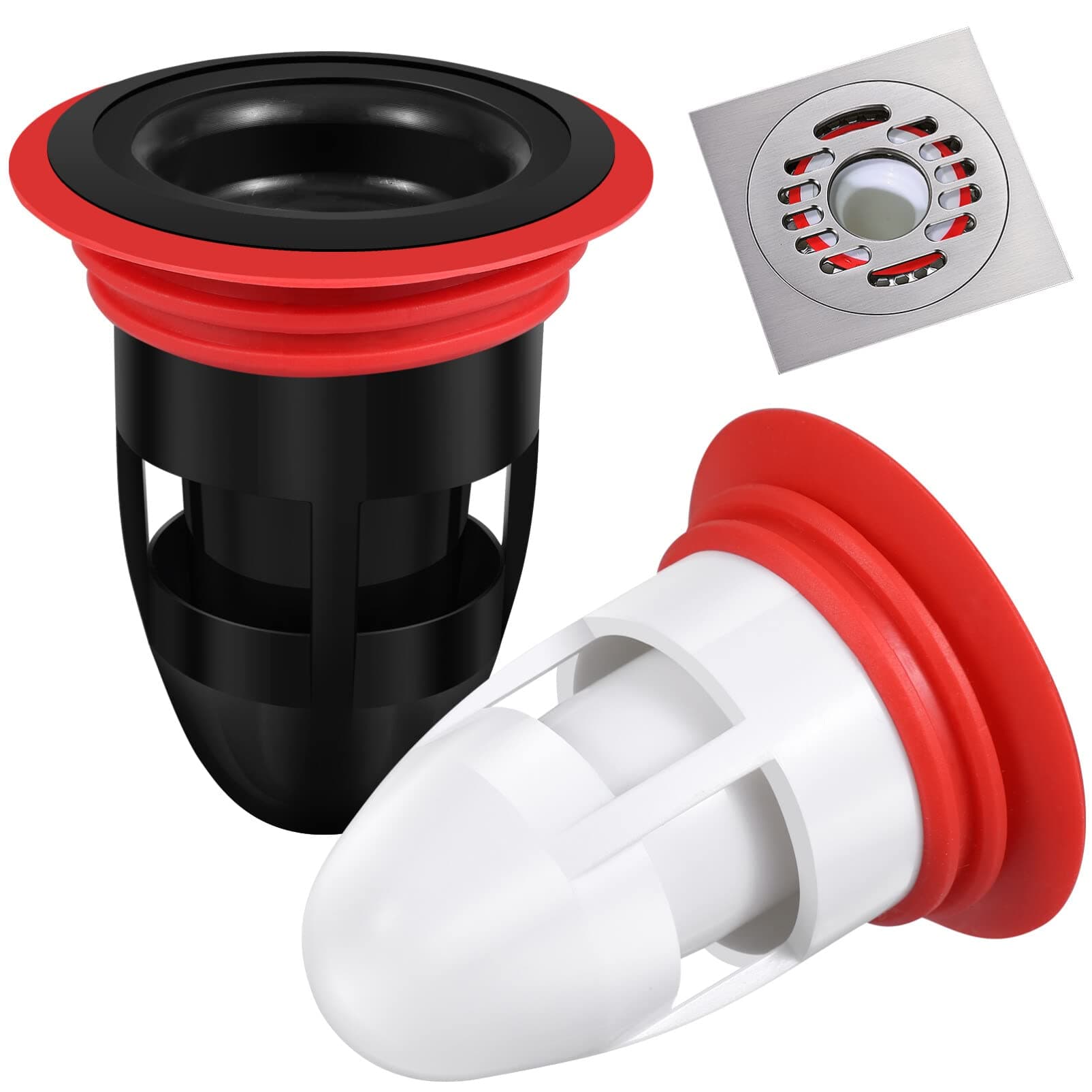 IMIKEYA Odor-Proof Shower Drain Plug, 2Pcs Shower Floor Drain Tub Hair Catcher Backflow Preventer Sewer Core Anti-Odor Plug for Kitchen Bathroom, Fits 1.5''-2'' ID Sewers, and Pipes