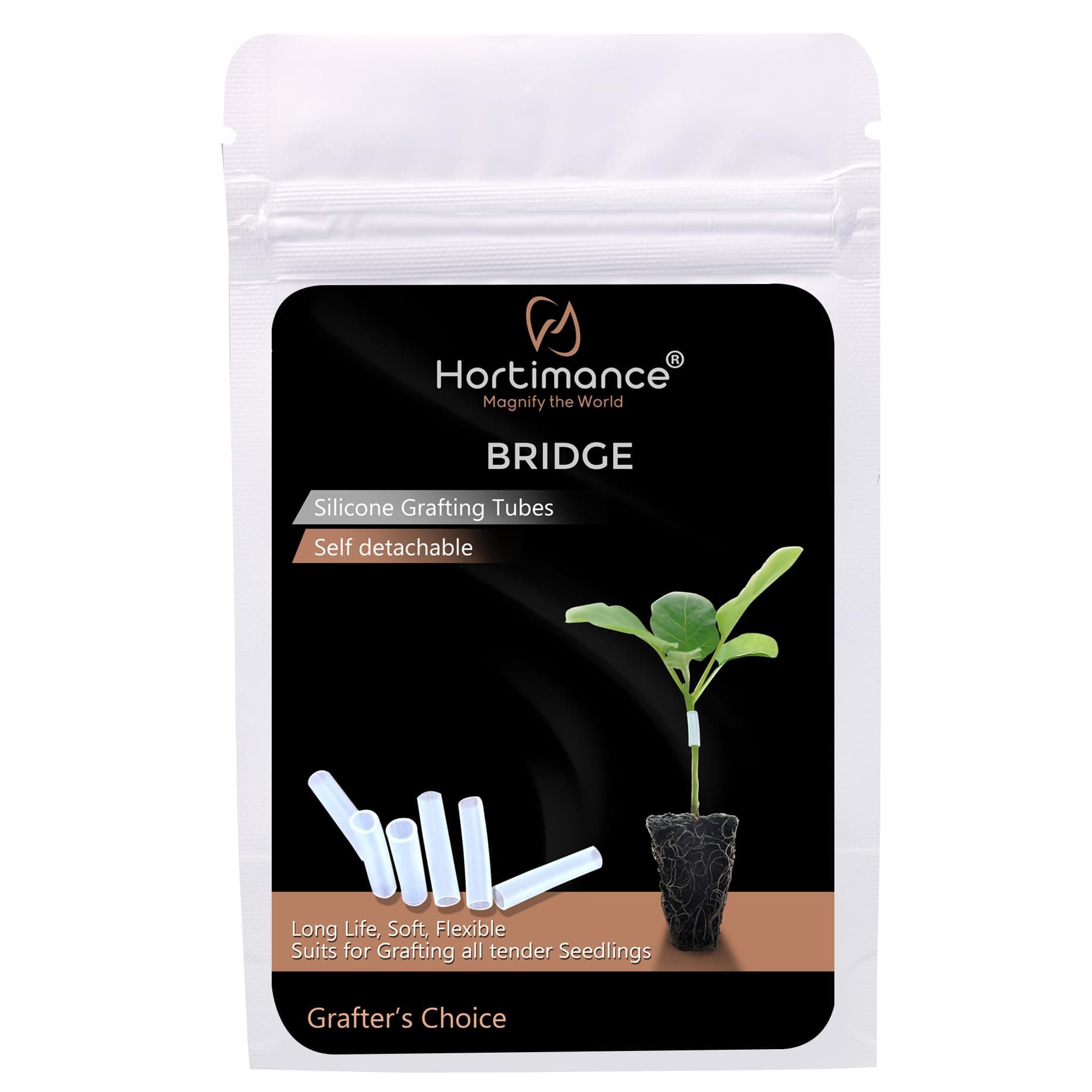 HORTIMANCE Bridge Grafting Tubes for Seedlings, 100pcs Self-Detachable, 2.5mm Size, Suits for Multiple seedlings