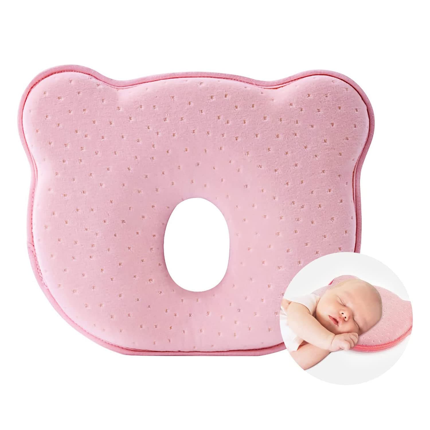 Baby Memory Cotton Stereotyped Sleep Pillow,3D Memory Foam Pillow for Infants and Newborn Baby, Baby Head Shaping Pillow, Baby Pillow Neck Support(0-12month)