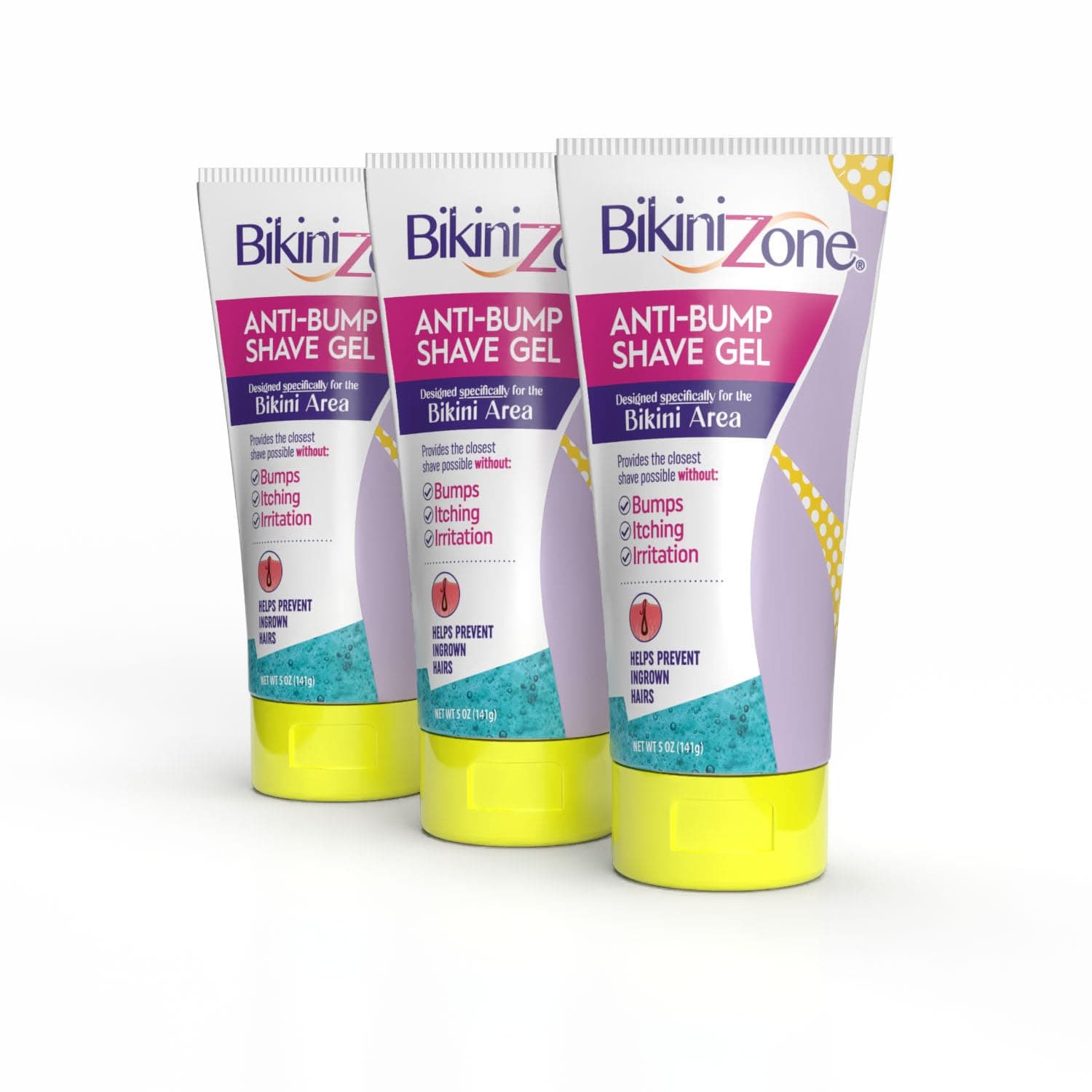 Bikini Zone Anti-Bump Shave Gel for Sensitive Areas, 5 Oz, 3 Pack