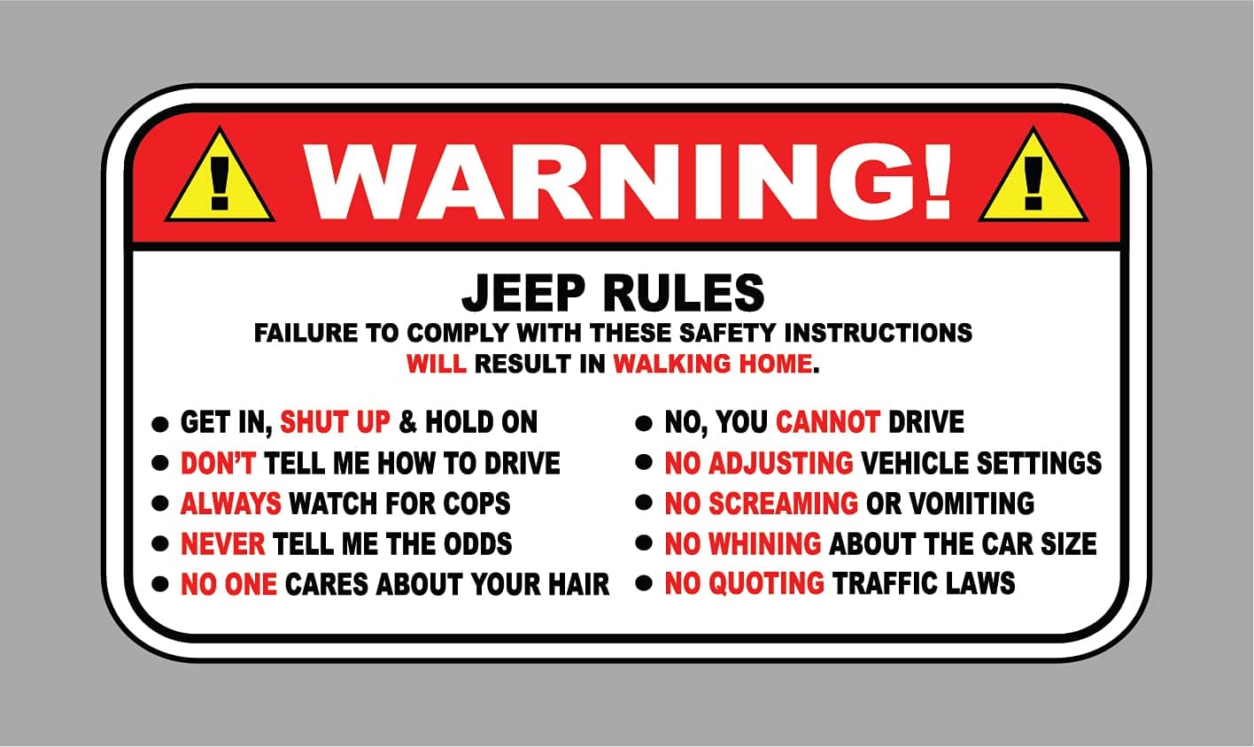 Jeep Rules - Jeep Decals - Vinyl Decal Car Sticker for JEEP