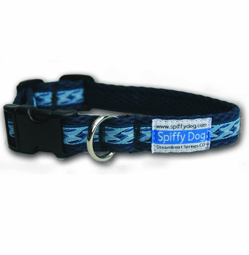 Spiffy Dog Air Waves Dog Collar, M, Navy