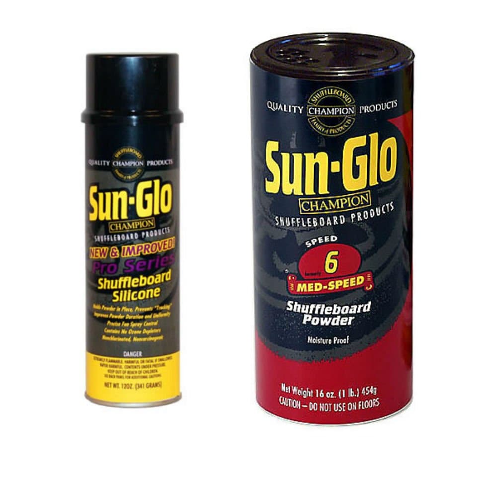 Sunglo Silicone Shuffleboard Spray (12 oz.) & #6 Speed Shuffleboard Powder Wax (16 oz.) Combo