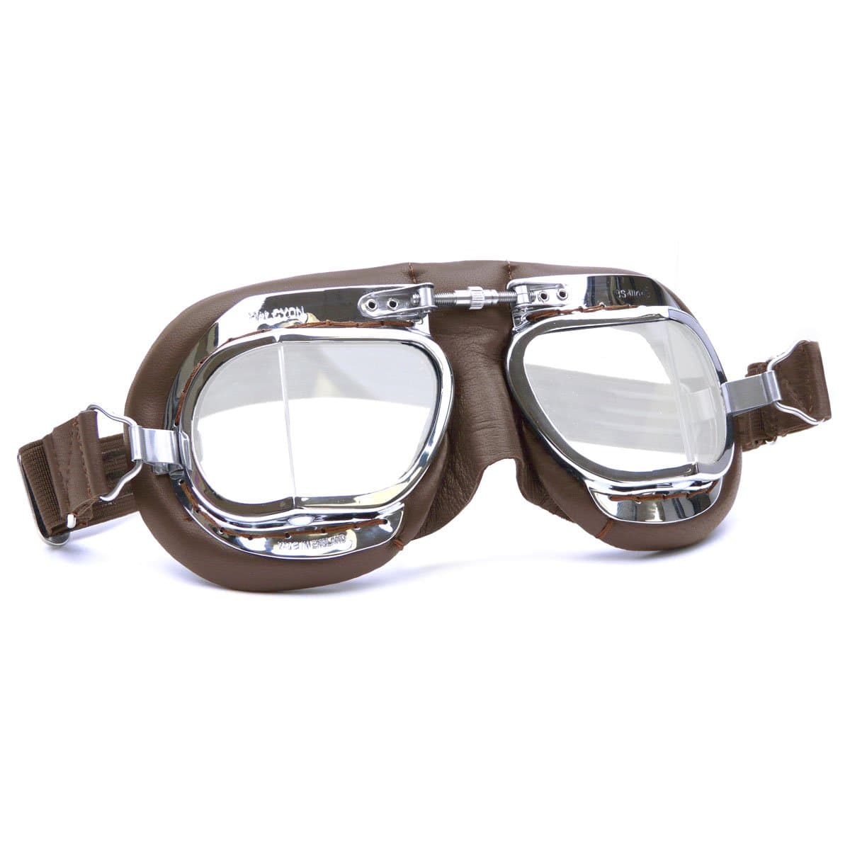 Yasirona Zmaomaoy HDM Products Mk49 Leather Motorcycle Goggle for Open Face Helmets Brown-L8