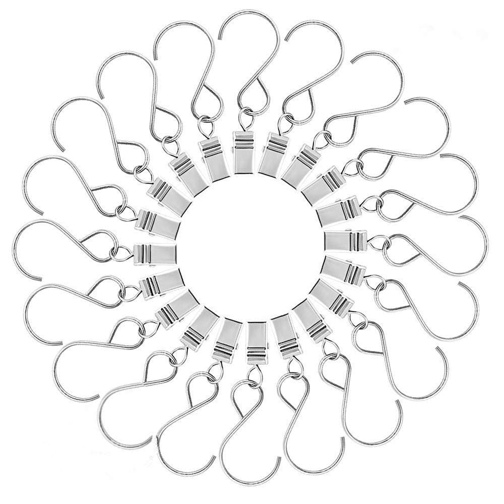 MopaoParty Light Hanger Metal Hanging Clips Hook Clamp Hanger for Curtain, String Party Light and Outdoor Activities Clips, 20 Pieces (2.4inch)