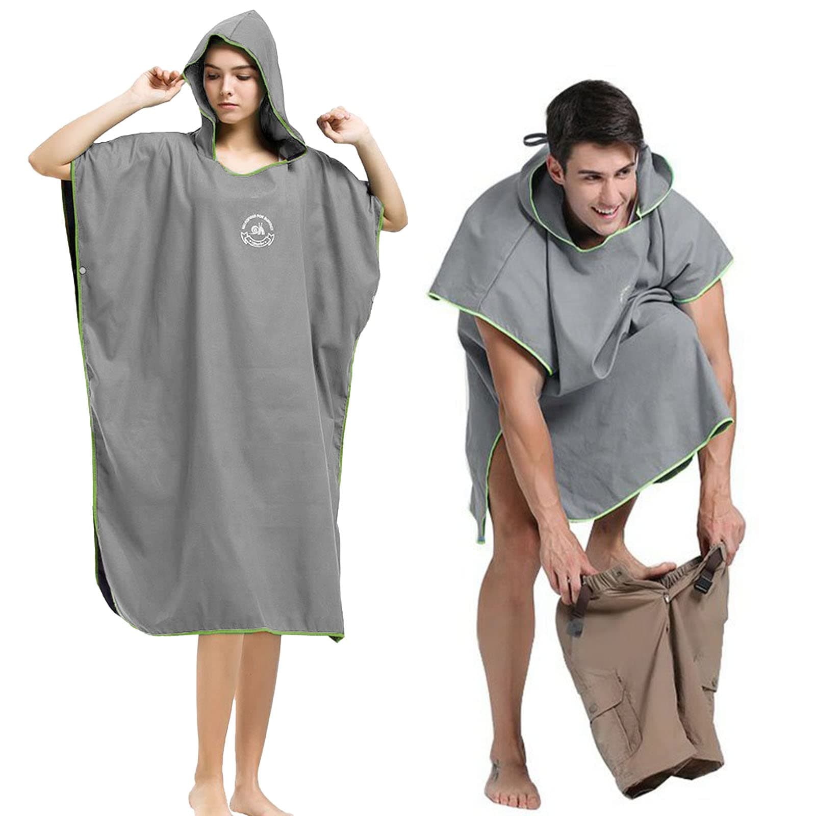 Hiturbo Microfiber Surf Poncho, Wetsuit Changing Bath Robe, Quick Dry Pool Swim Beach Towel with Hood