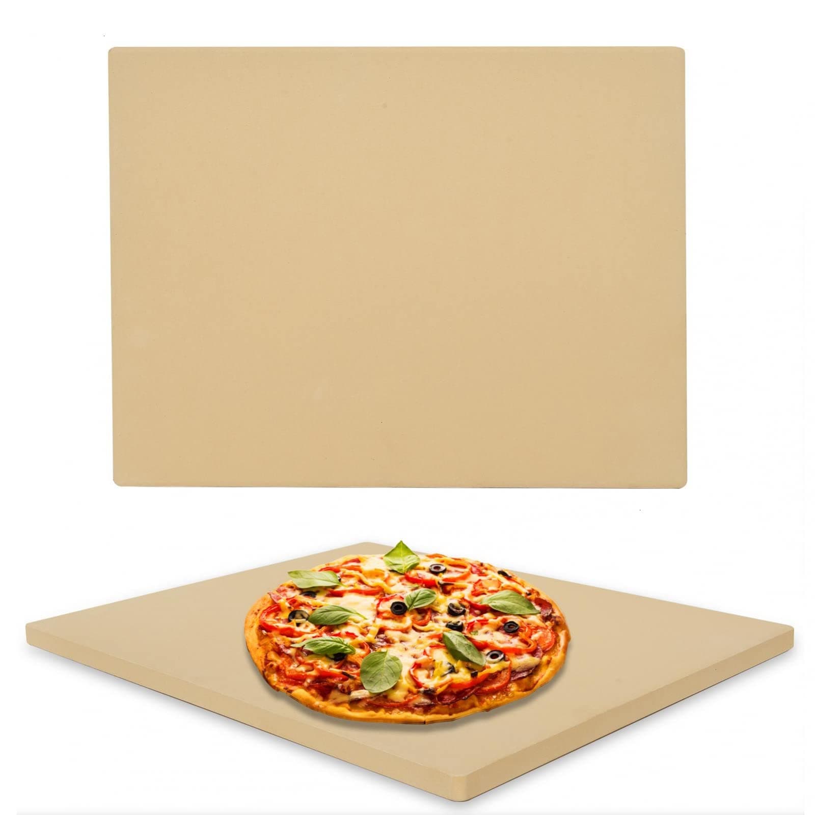 Thermal Shock Resistant Heavy Duty Ceramic Baking Stone - 15x12 In