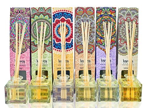 Scented Esseential Oil Reed Diffuser Aromatherapy Gift Pack, by karma Scents,Variety 6 Pack