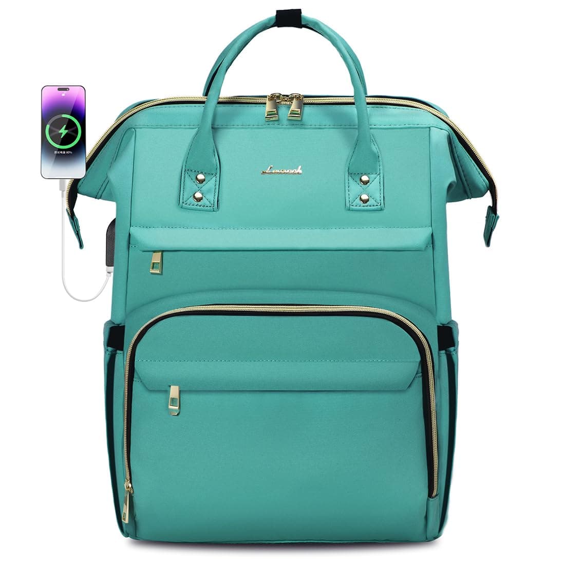 Laptop Backpack for Women,15.6 Inch Professional Womens Travel Backpack Purse Computer Laptop Bag Nurse Teacher Backpack,Waterproof College Work Bag Carry on Backpack with USB Port,Mint Green