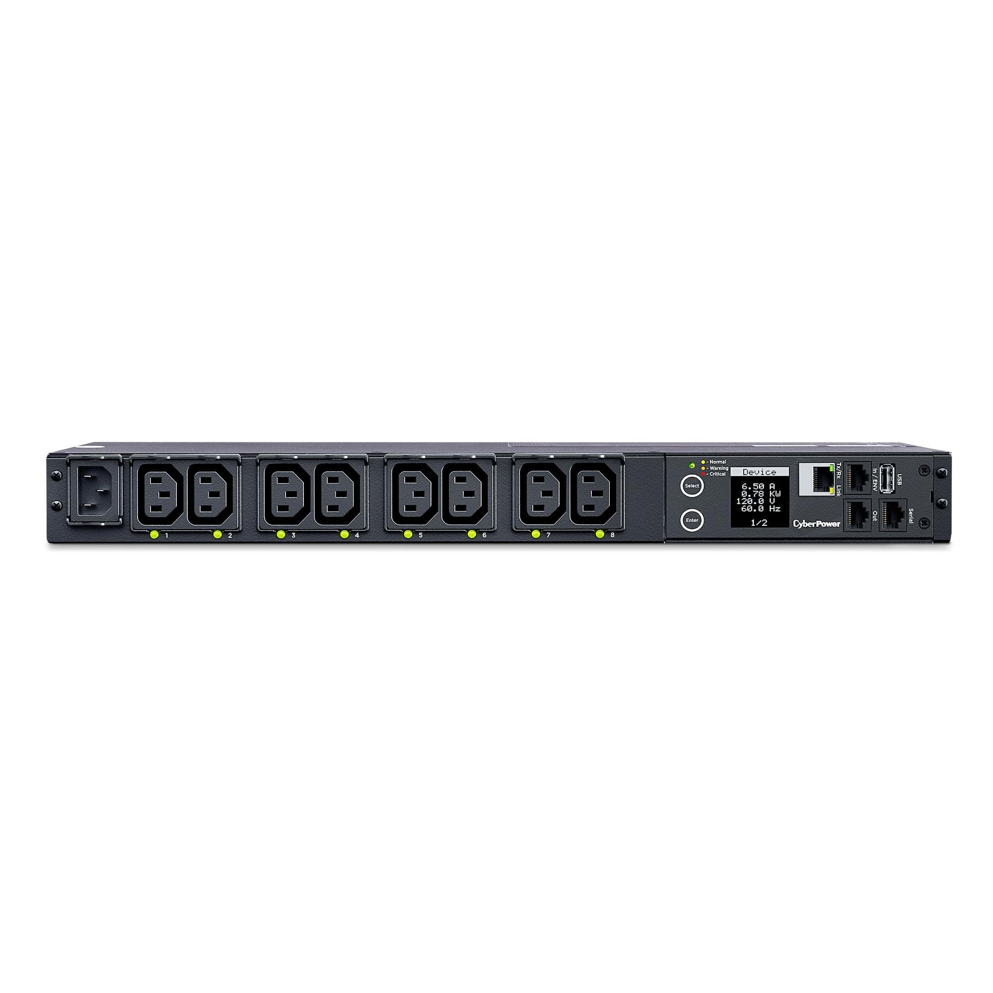 PDU41004 Switched PDU, 100-240V/12A, (Derated to 12A UL /10A CE), 8 Outlets (C13), Input (C14) 10 ft. Cord, 1U Rackmount, 3 Year Warranty