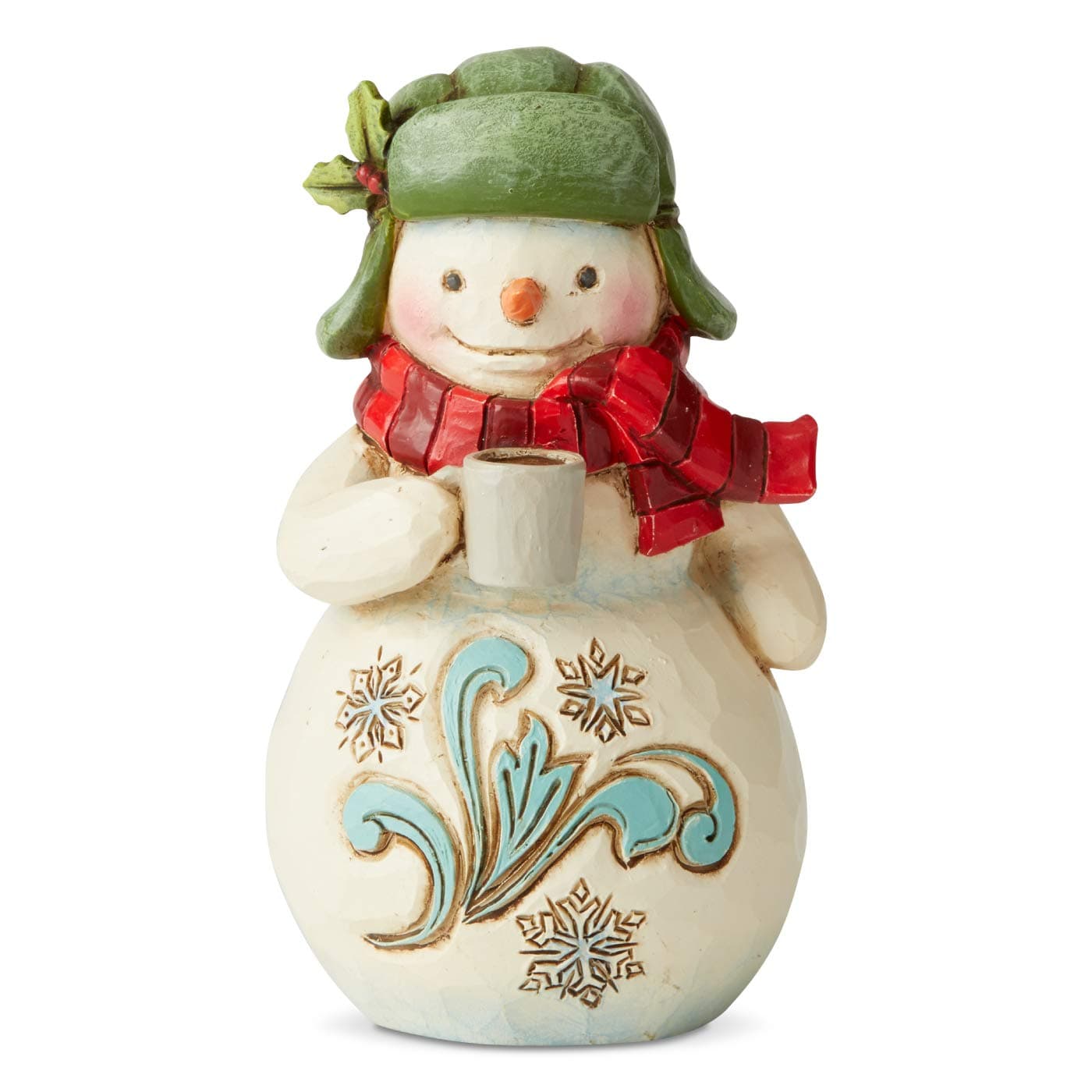 Enesco Jim Shore 6004294, Mini Snowman with Mug Figurine, Resin, 3.54 Inches,Multicolor