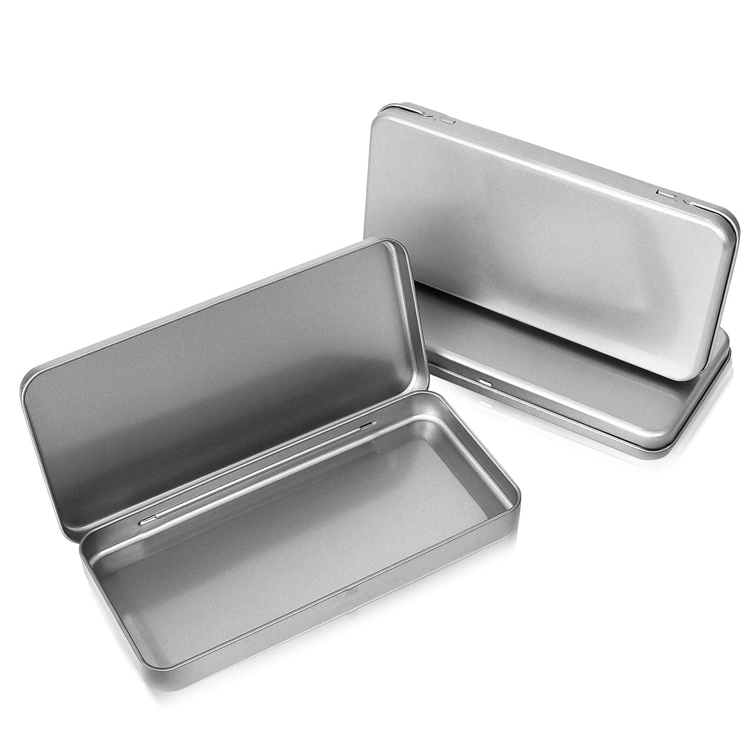HORNETMetal Rectangular Tins With Hinged Lid, Mini Portable Storage Box Containers Small Empty Storage Tins with Lids, for Storage Drawing Pin Candies Jewelry Crafts (3)