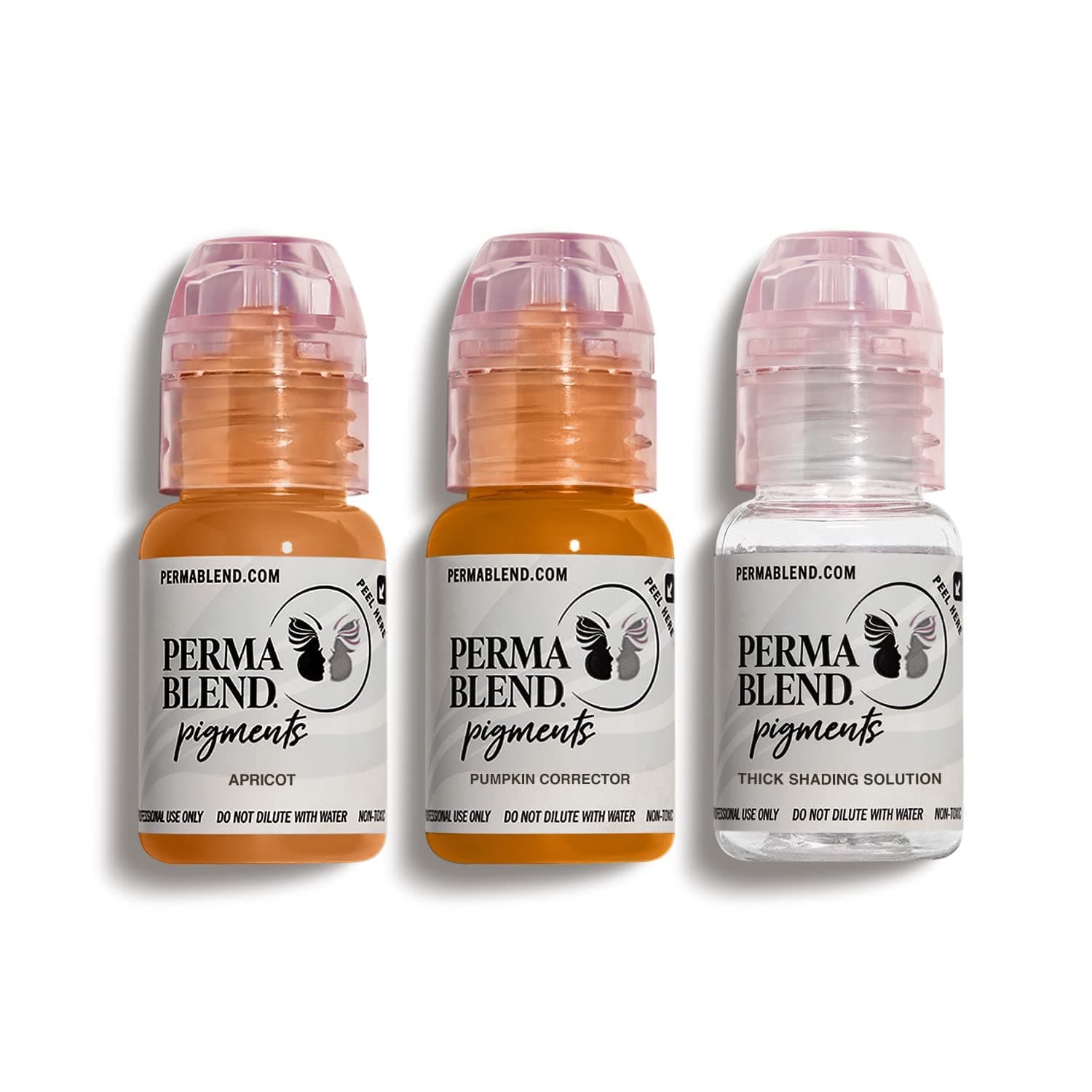 Perma Blend - Eyebrow Warm Modifier Tattoo Kit - Makeup Kit for Microblading & Permanent Eyeliner - Professional Tattoo Ink - Apricot, Pumpkin Corrector & Shading Solution (0.5 oz, 3 ct)
