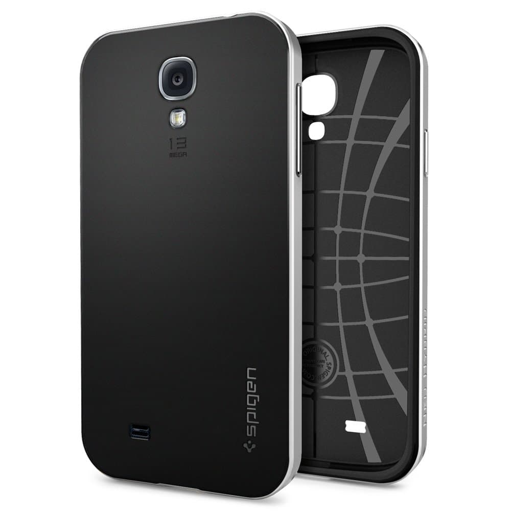 Spigen Neo Hybrid Galaxy S4 Case with Flexible Inner Protection and Reinforced Hard Bumper Frame for Galaxy S4 2013 - Satin Silver
