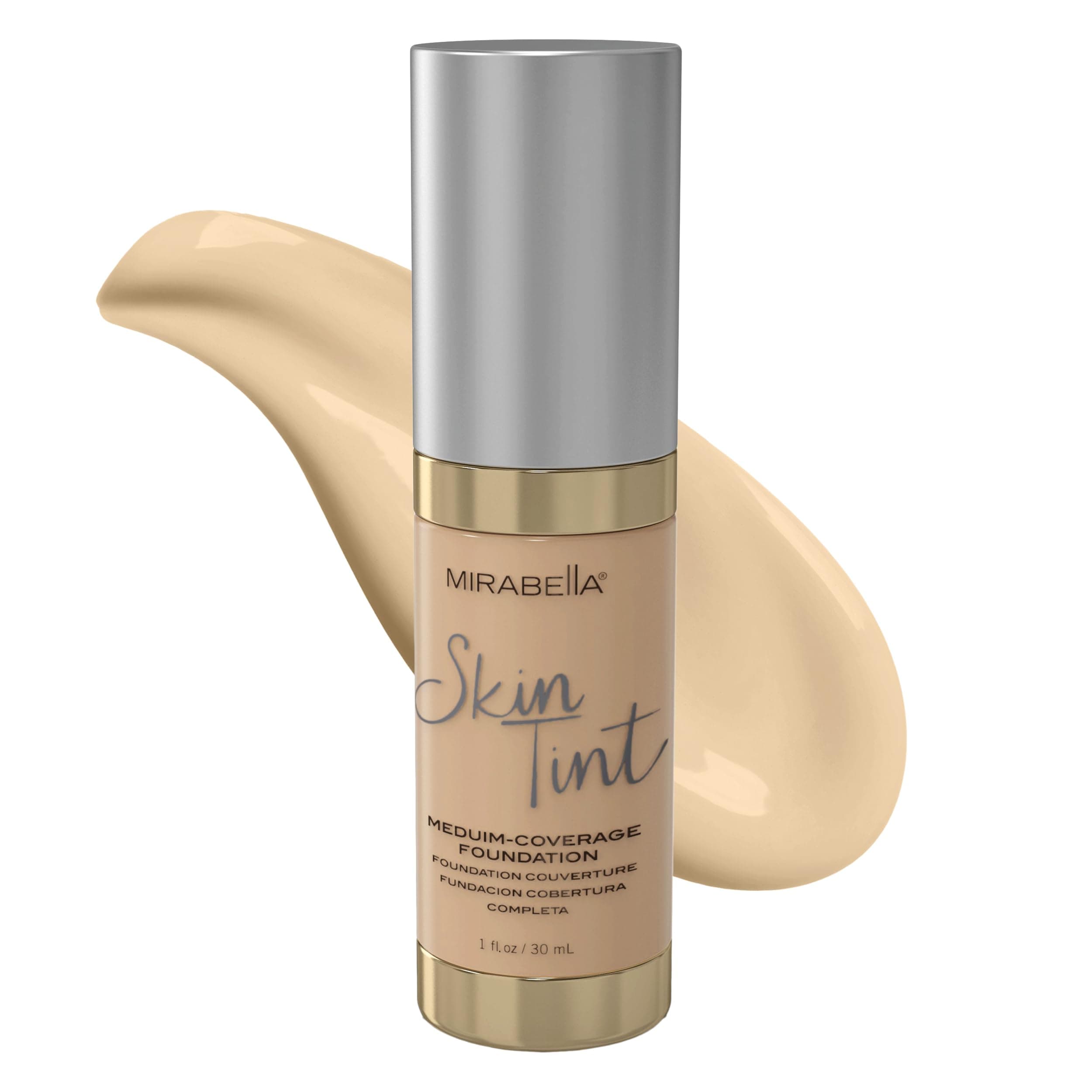 Skin Tint Creme Liquid Foundation, Oil-Free Mineral Foundation with Medium Coverage Delivers Age-Defying Benefits and Hydration with Hyaluronic Acid, Squalane, & Allantoin