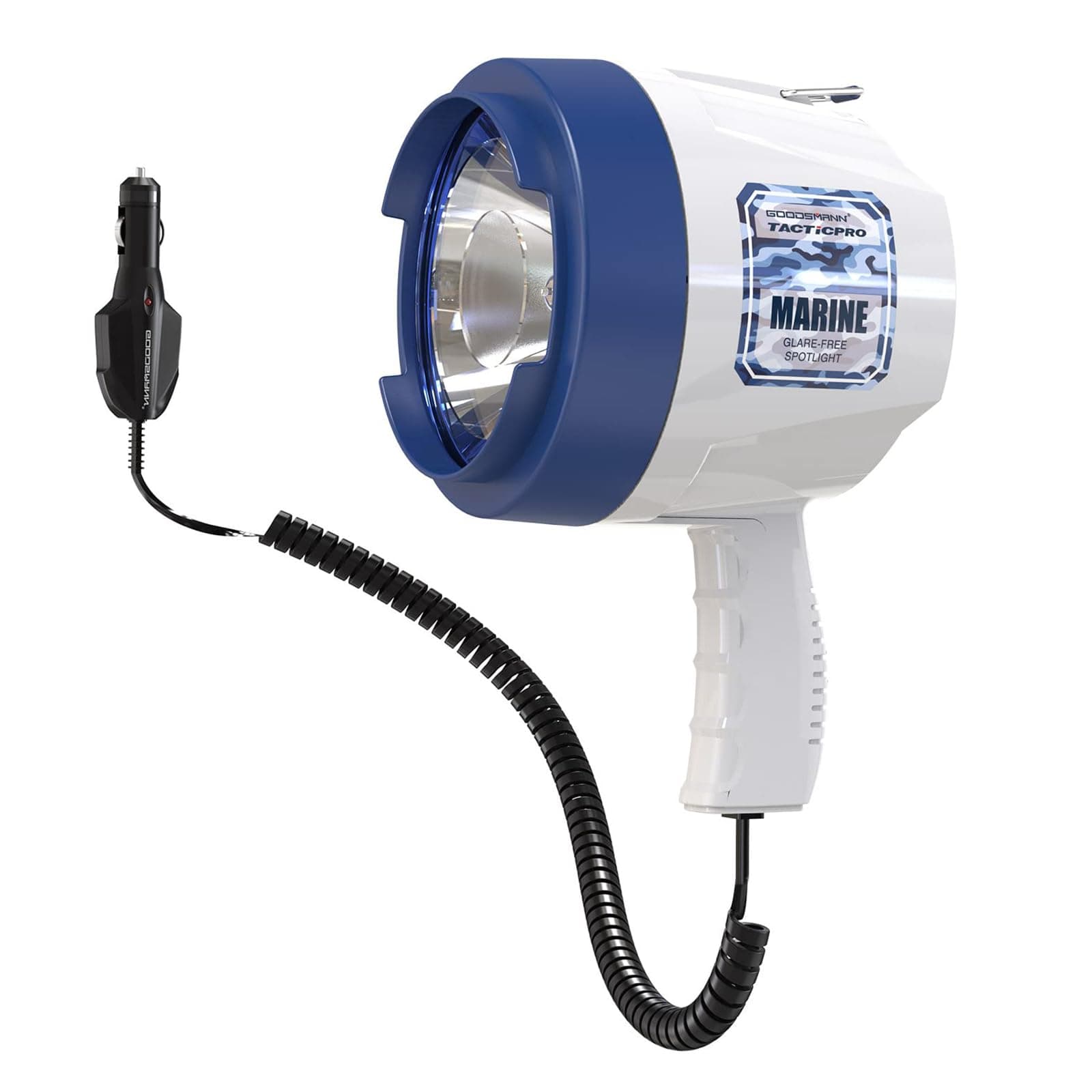 GOODSMANN Spotlight Outdoor Handheld 12v Spot Light 1200 Lumen spotlights with Cigarette Lighter for Boat Marine Glare-Free Bright Plug in Spotlight for Car Corded Floodlight