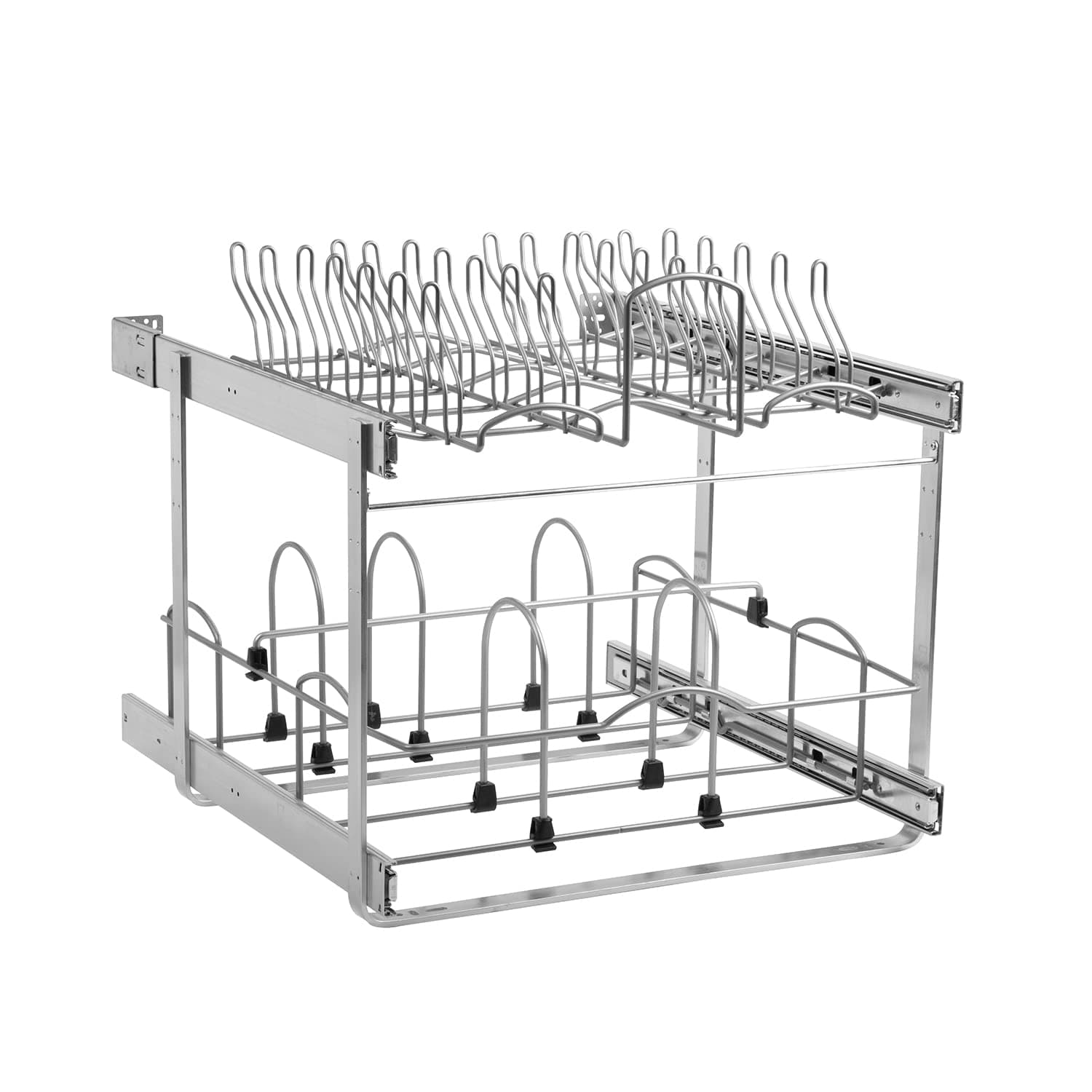 Knape & Vogt Simply Put 20-in W x 19.75-in 2-Tier Pull-Out Cookware Organizer, 20 Inch, Frosted Nickel