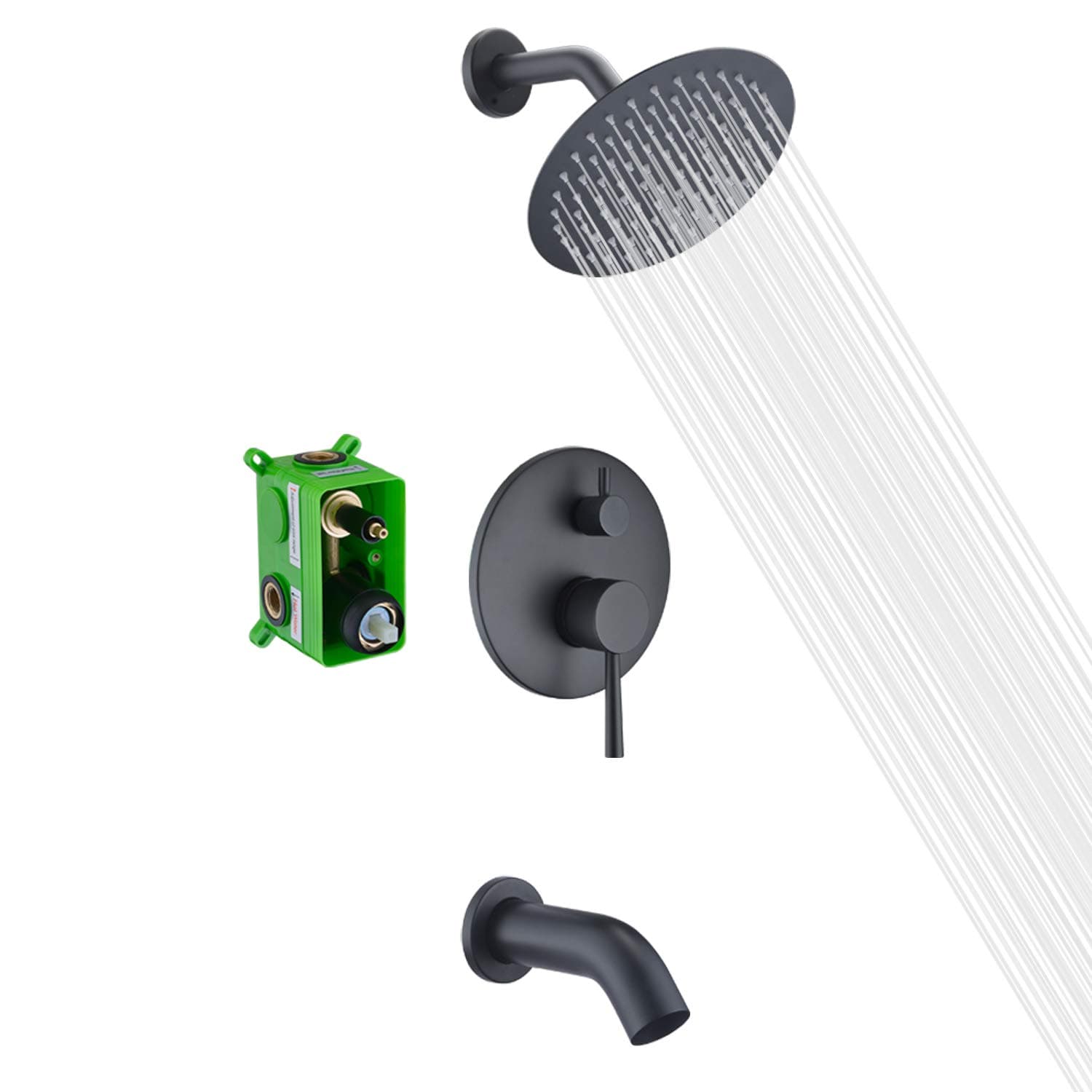 Tub and Shower Faucet Set, Matte Black Shower Faucet Set with Waterfall Tub Spout,SUMERAIN