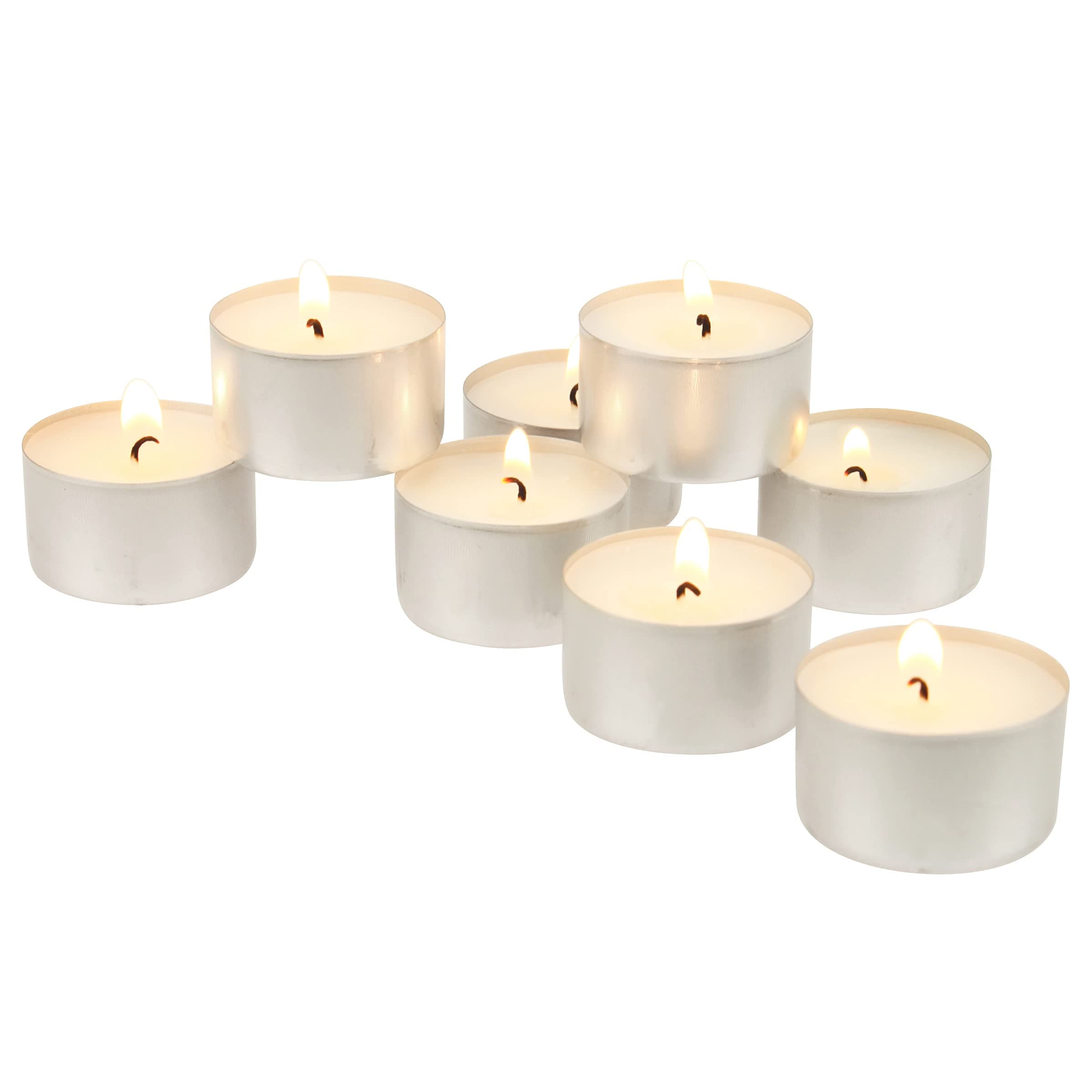 (100 Pack (8 Hour), White) - Long Burning Tealight Candles - 8 Hours - White - Unscented - 100 Pack