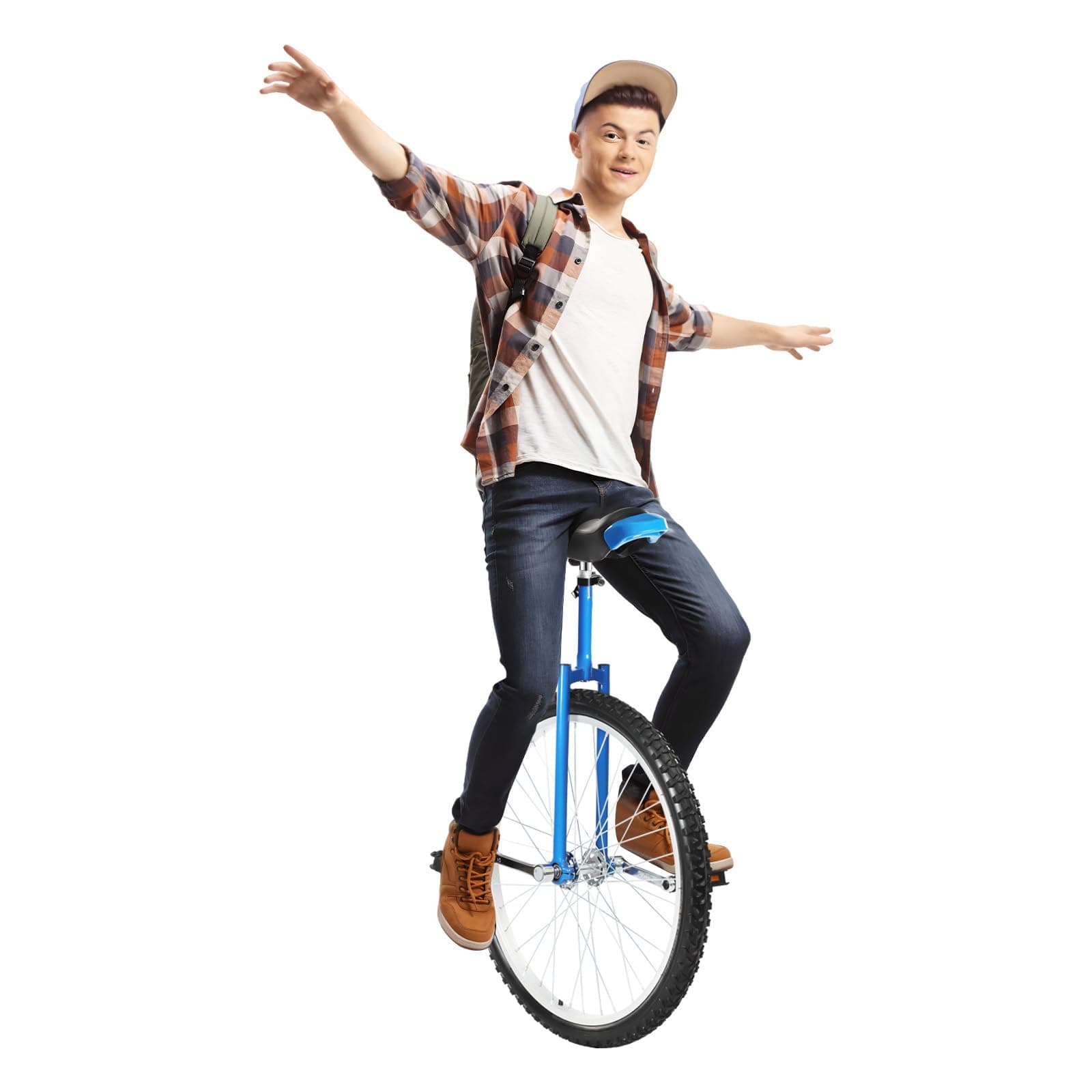24 Inch Wheel Unicycle, Outdoor Leakproof Tire Wheel Cycling One Wheel Bike with 2 Pedals, Adjustable Height Outdoor Sports Entertainment Exercise Unicycle, Weight Limit 176lbs