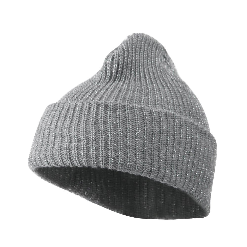 Artex Sparkle Knitted Cuff Beanie - Light Grey OSFM