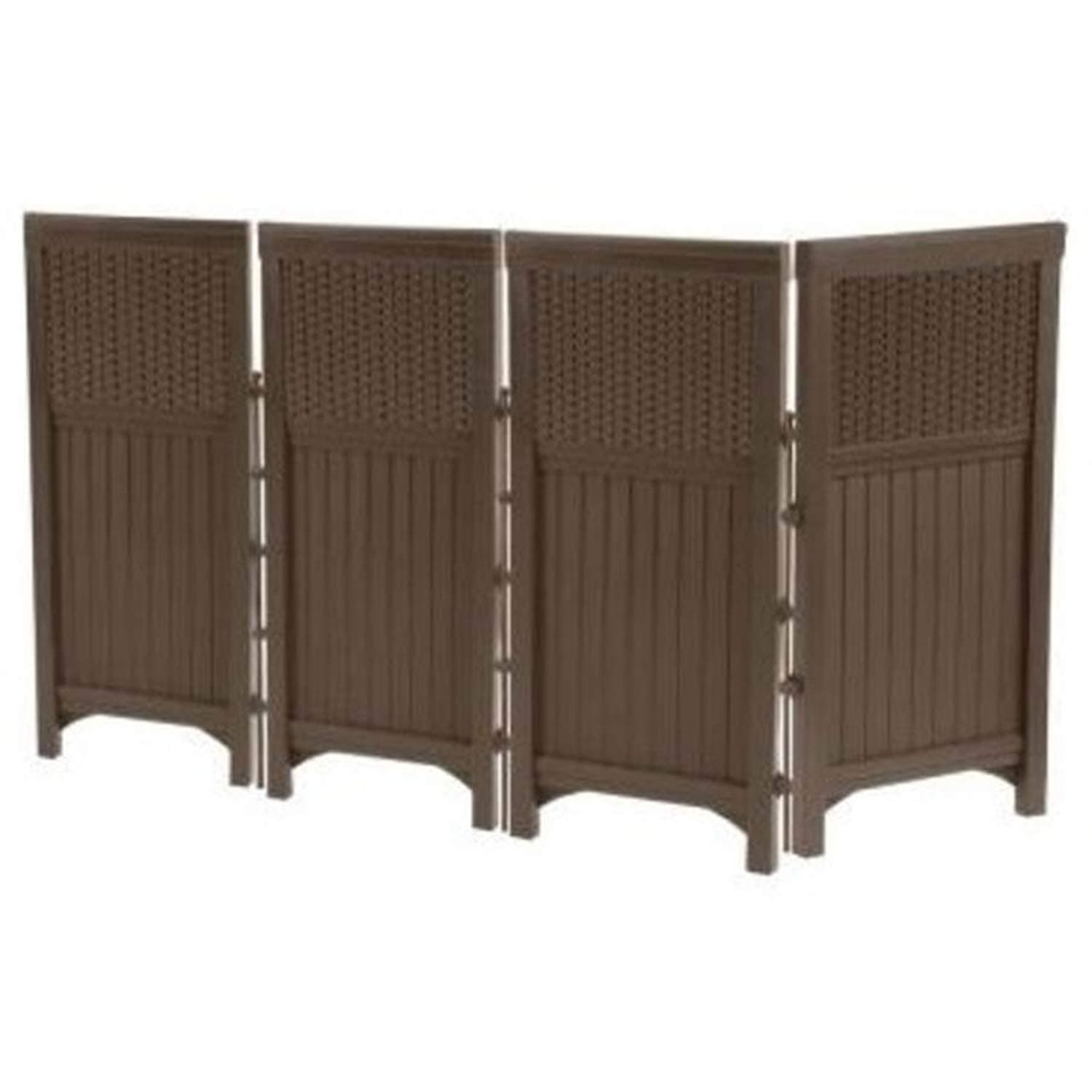 Suncast 4 Freestanding Wicker Resin Reversible Panel Outdoor Screen Enclosure, Brown, 23"