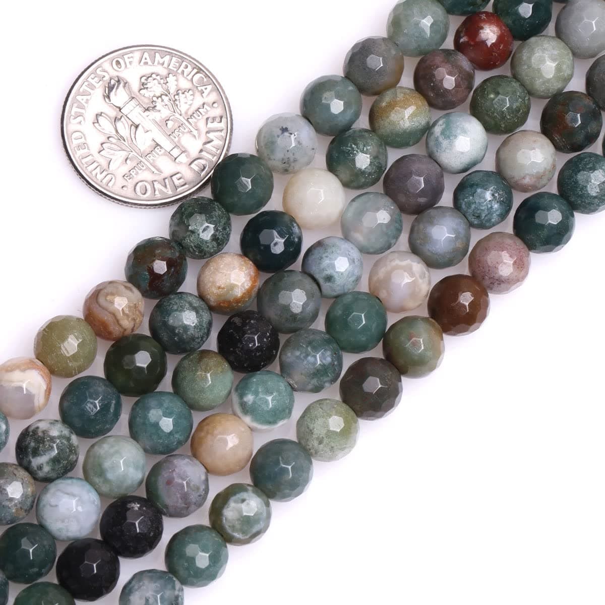 JOE FOREMAN6mm Indian Agate Faceted Natural Stone Round Bead Semi Precious Gemstone Loose Beads for Jewelry Making 15" Beaded Strand DIY Handmade Craft Supplies