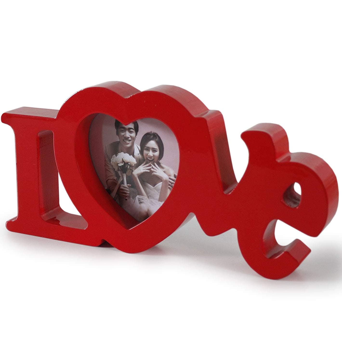 Talented 4 x 4 Wooden Photo Frame Love in Red, I Love You, Contemporary Mother's Day Style. Perfect for Birthdays, Anniversaries or Just to Say I Love You. Picture Size 4x4 (RED Love, 4 x 4)