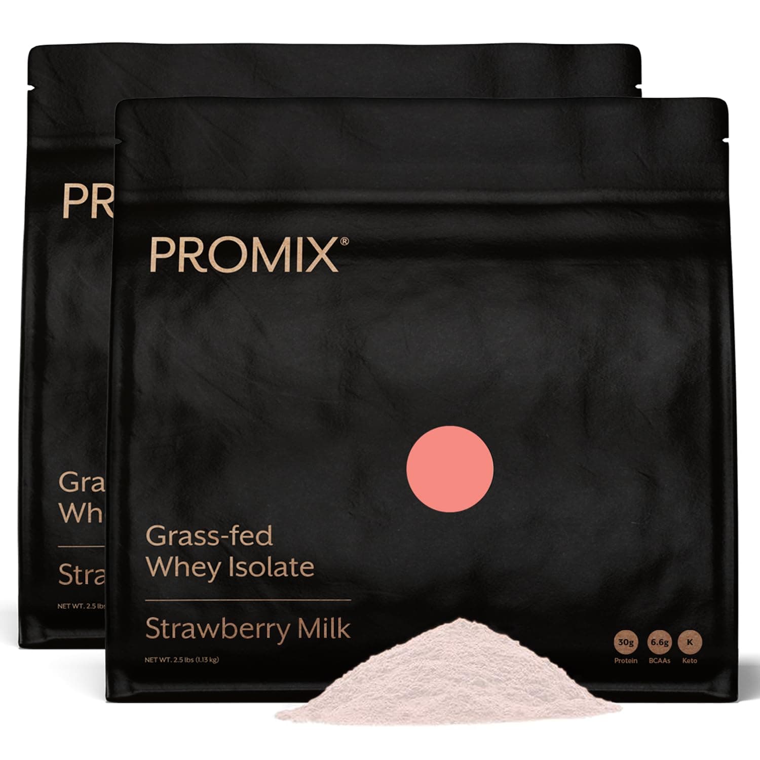 ProMix Nutrition Whey Protein Isolate Powder, 31g Grass Fed Whey Isolate, 6.6g BCAAs, Gluten Free, Keto Friendly, Strawberry, 5lb