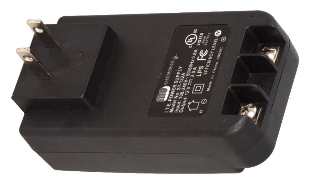 Jameco Reliapro ST-122A Wall Adapter for Transformer Regulated Switching, 12V DC, 2 Amp Screw Terminal, UL-CUL-CEC, 3.8" H x 2.1" W x 1.6" D, Black