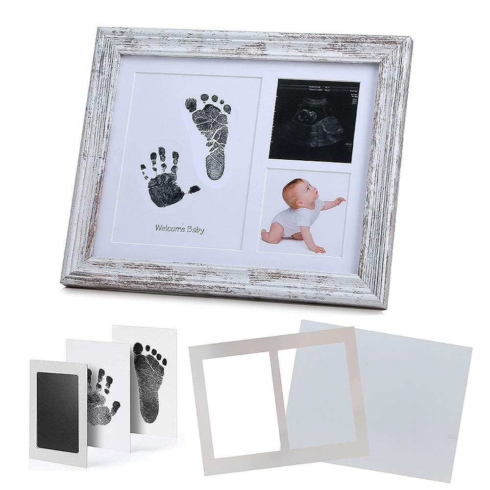 IHEIPYE Hand and Footprint Photo Frame - Baby Handprint Kit Keepsake - Perfect Registry Gift for Newborn Baby, New Parents, Baby Shower, Gender Reveal Party, Nursery Decor(8x10", Rustic)
