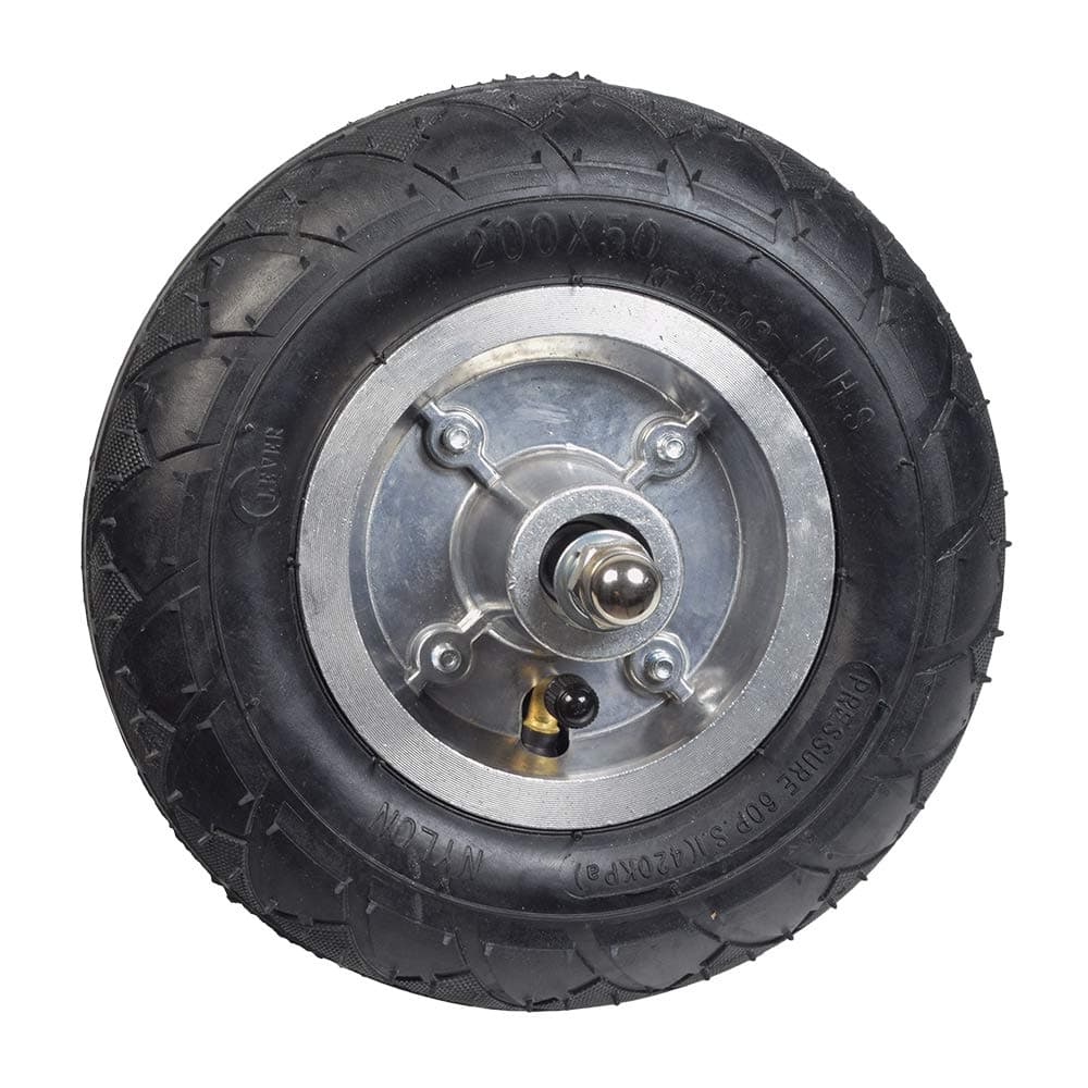 AlveyTech Front Wheel Assembly - Replacement Kit for the Razor Crazy Cart XL (V5+) 200x50 Pneumatic Tire, Tube, Rim, Sprocket, Chain Plate, Wheels for Electric Drift Kart, E-Scooter Accessories 1-Pack