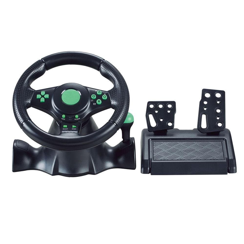 LayOPO Gaming Steering Wheel, 180 Degrees Rotation ABS Gaming Vibration Racing Steering Wheel with Pedals for Xbox 360 PS2 PS3 PC