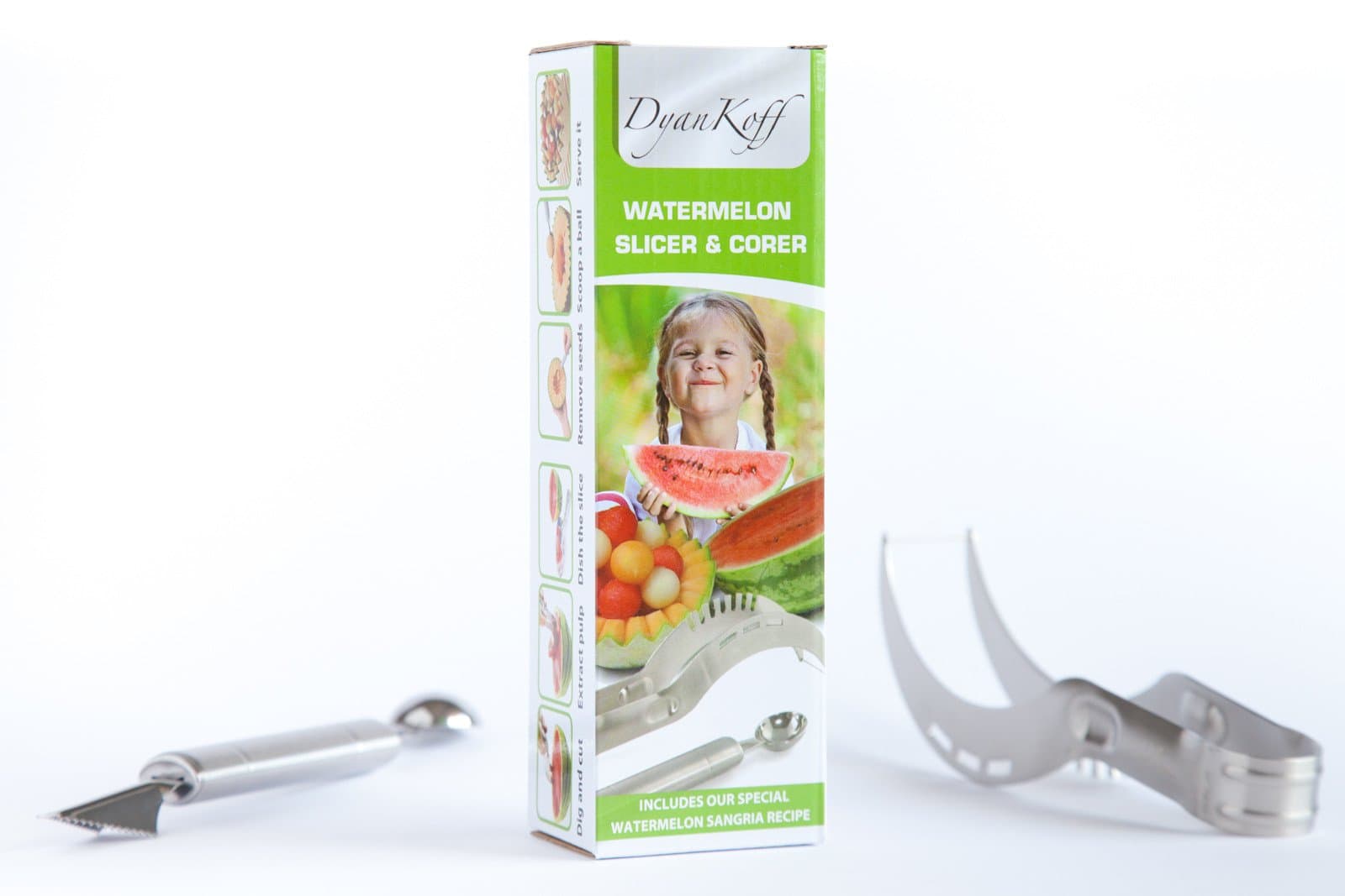 DyanKoff Watermelon Slicer & Dual Scoop Melon Baller — Premium Stainless Steel Fruit Carving Tools for Coring, Slicing and Serving – Ergonomic Non-Slip Grip