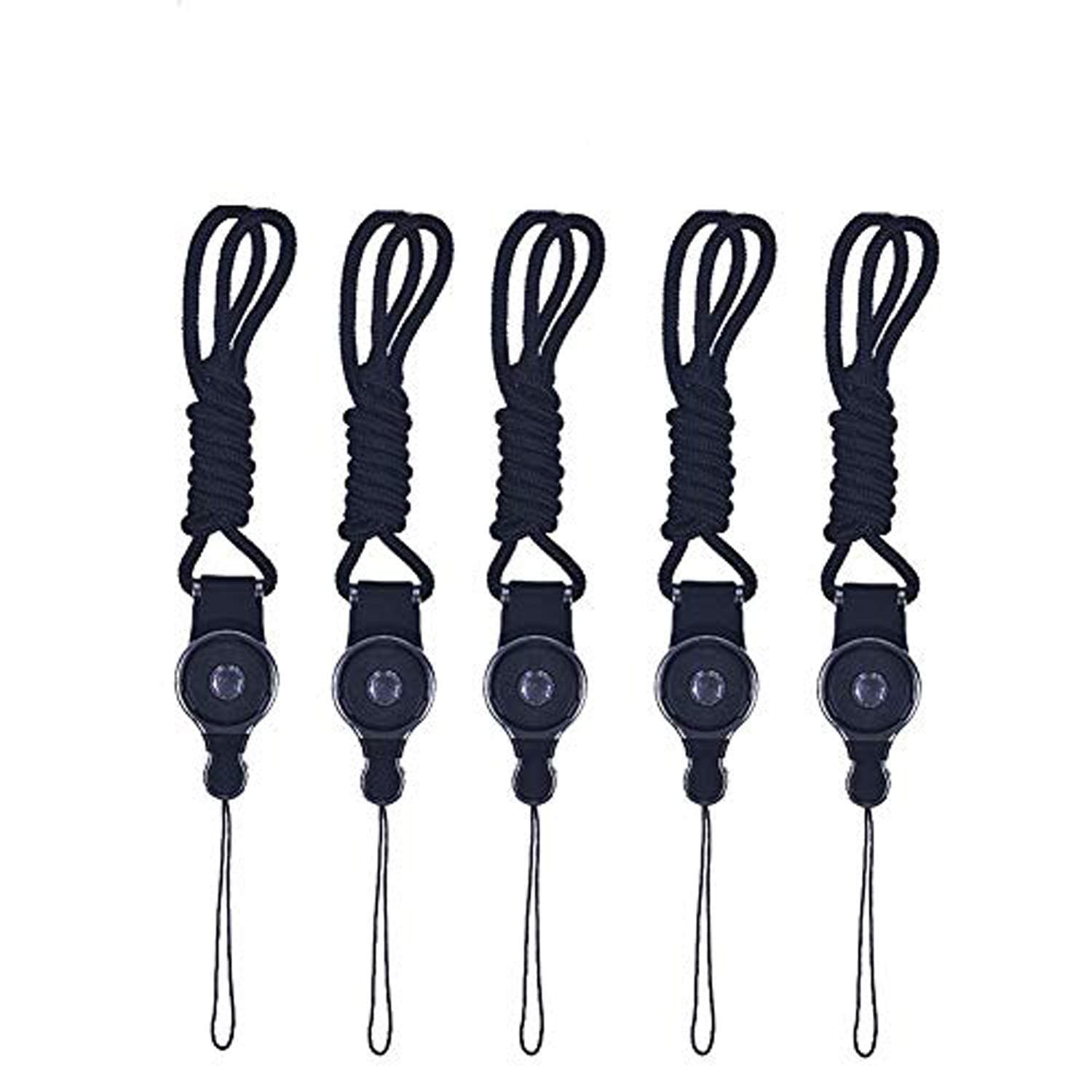 5 Pcs Detachable Long Lanyard Neck Strap - Ideal for Mobile Cell Phone/Smartphones/Phone Case/Camera/Key and Any Other Electronic Devices with a Lanyard Hole - Black