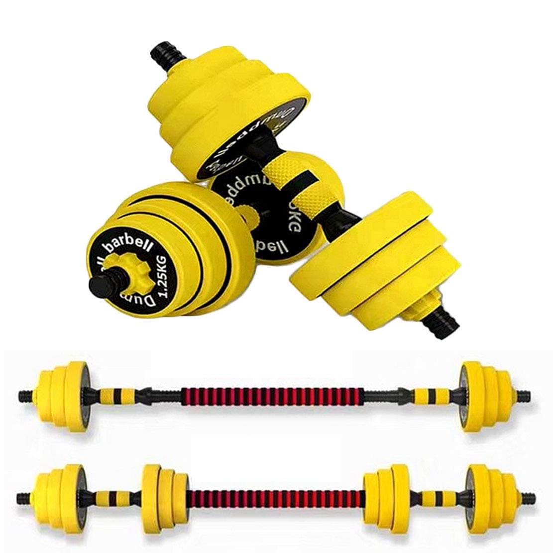 Multifunction Dumbbell as Barbell Home Weight-Adjustable Dumbbells Fitness Equipment Training Arm Muscle Fitness with Silicone Protective Sleeve
