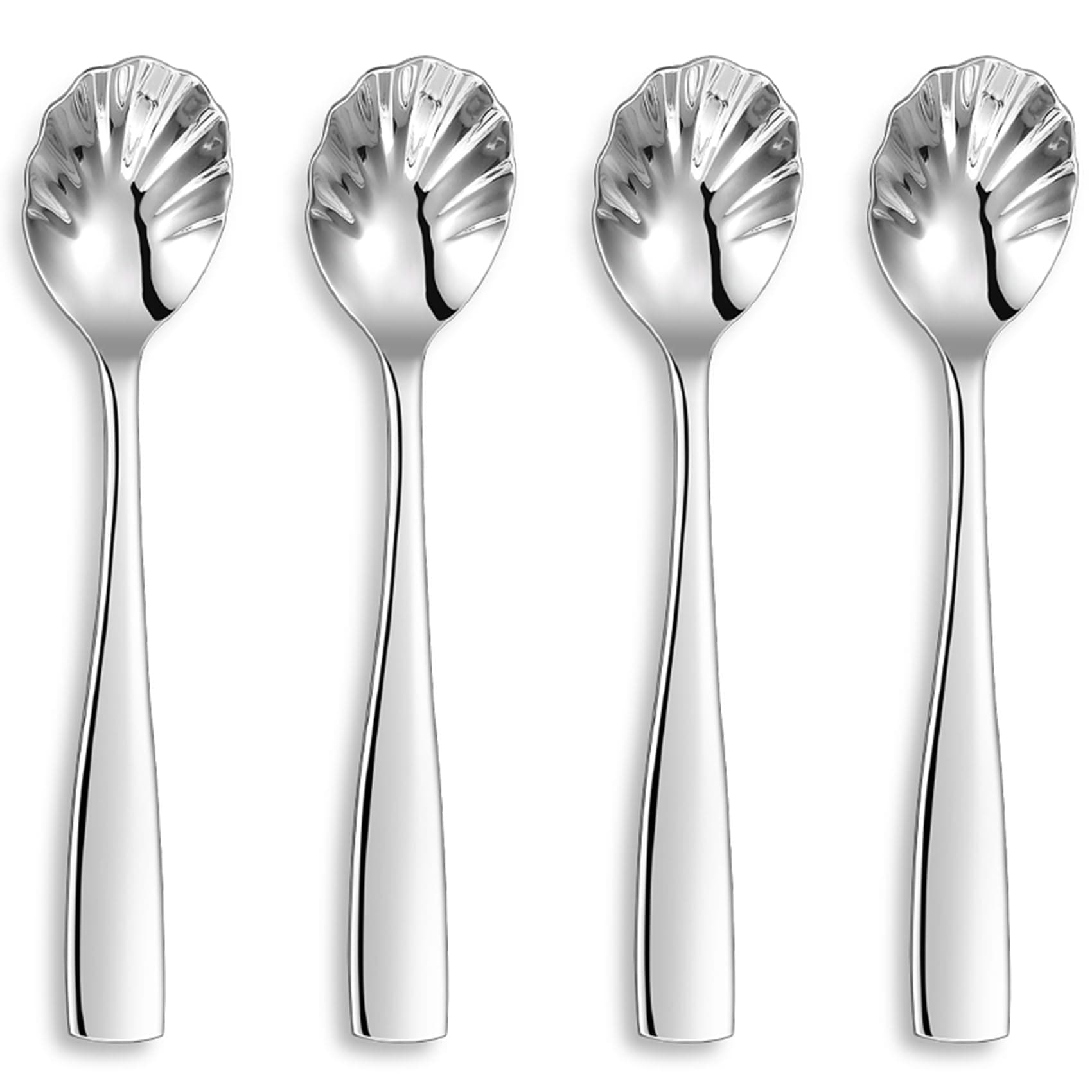 KEAWELL Premium Louis Tea Spoons Set of 4, 18/10 Stainless Steel, 6.1" Fine Spoon Set with Squared Edge, Coffee Espresso Demitasse Vintage Sugar Spoon, Dishwasher Safe (Plain)ClimatePartner certified
