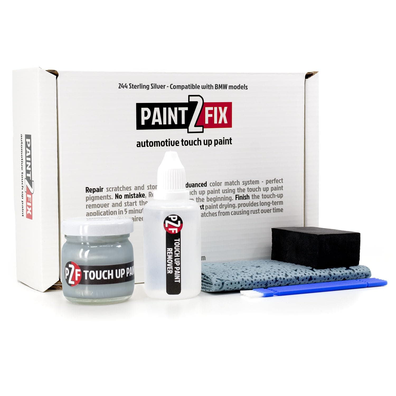 244 Sterling Silver (Sterlingsilber) Premium Touch Up Paint Kit & Scratch Repair Compatible with BMW - 0.84 fl oz (25ml)