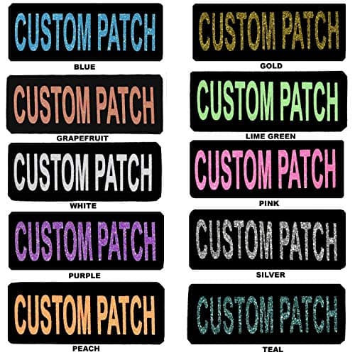 Dogline Custom Patch w/Glitter Letters for Dog Vest, Harness or Collar | Customizable Bling Text | Personalized Patches w/Hook Backing | Name, Agility, Service Dog, ESA