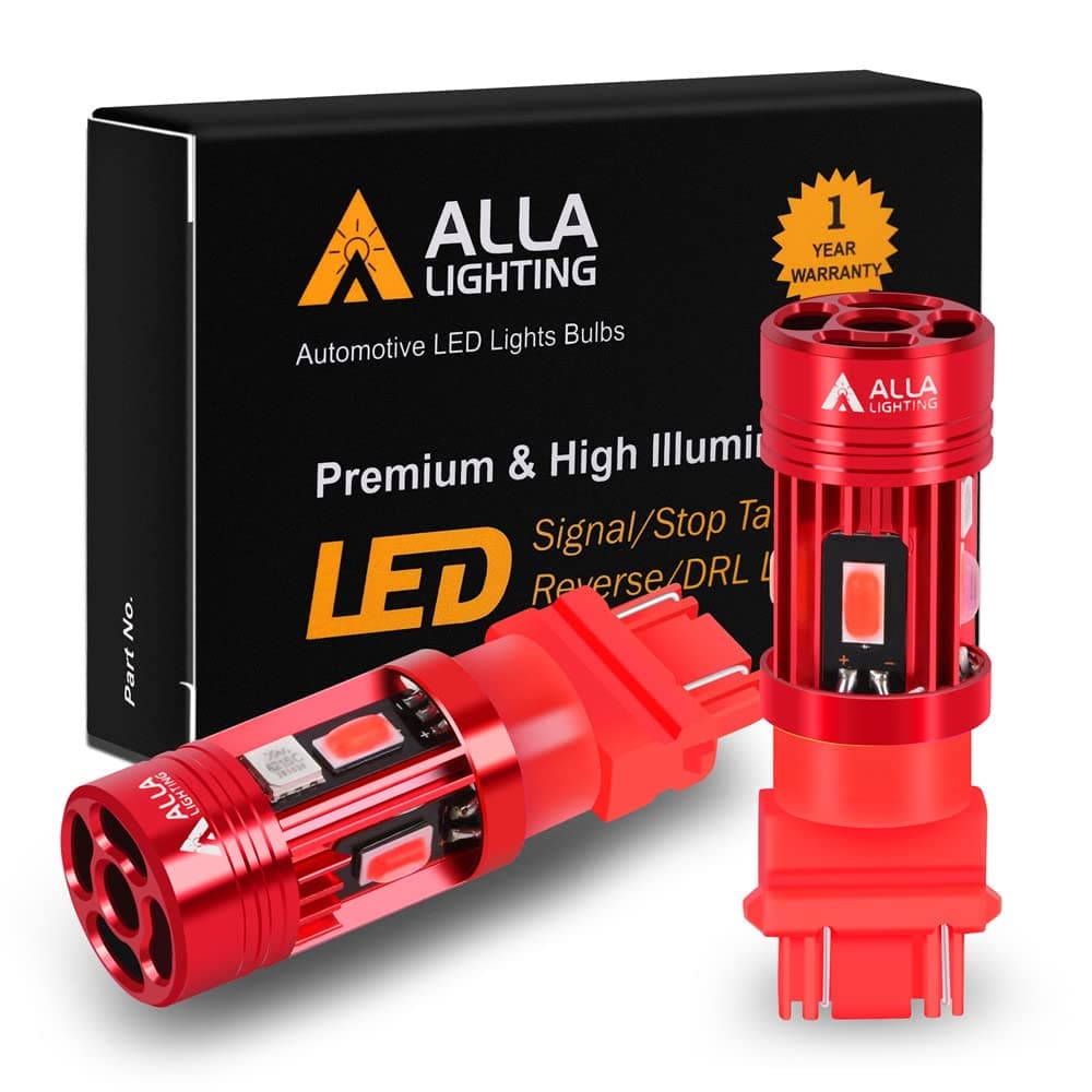 Alla LightingT25 3156 3157 LED Bulbs Red Turn Signal Lights, 3057 4057 3057KX 3157KX 4057KX 3457 4157 CAN Bus Error Free 12V