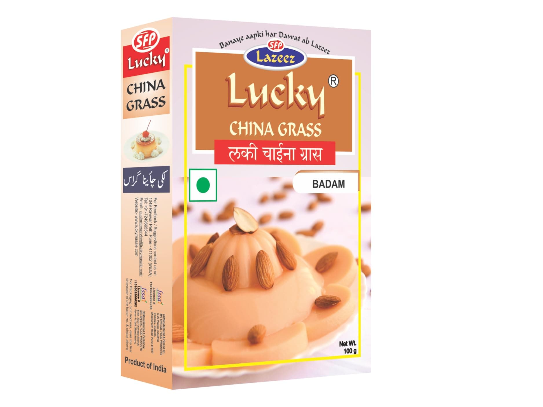Lucky China Grass (Badam Flavour) 100g. [Pack of 2]