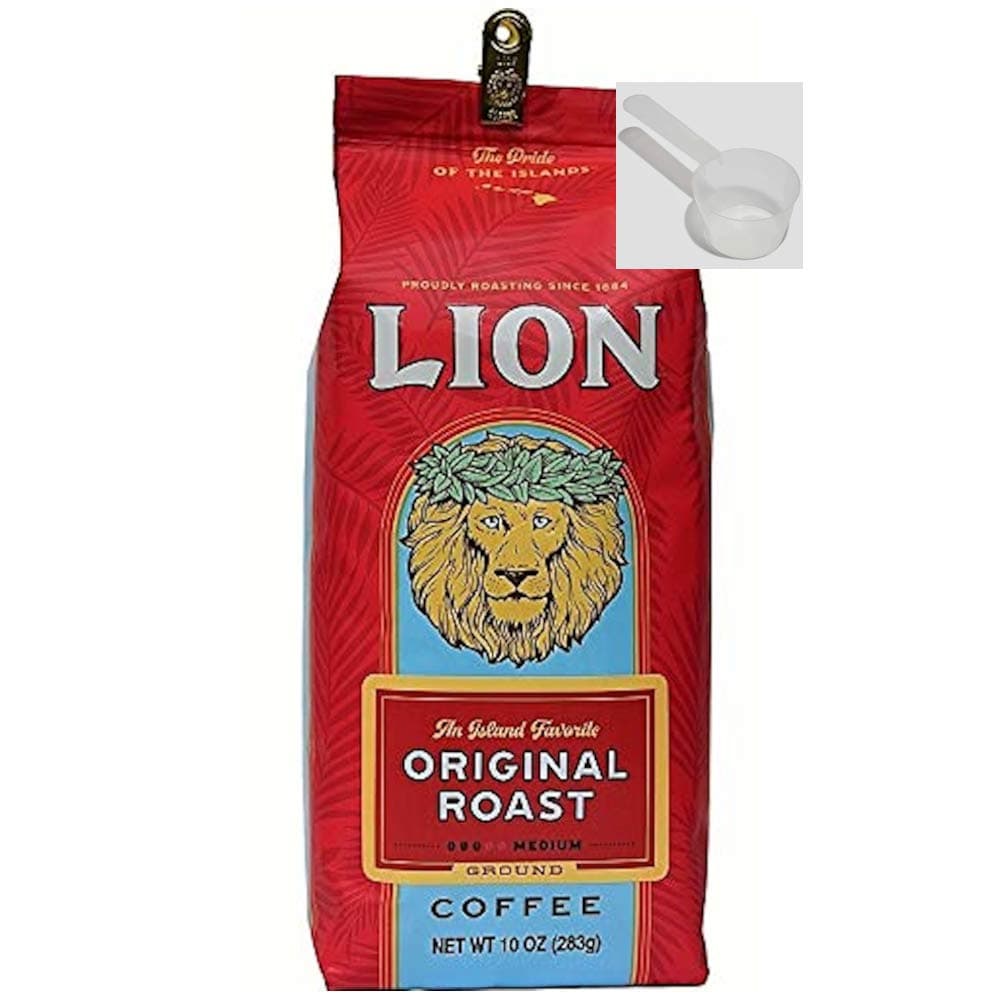 Original Roast, Medium - Ground, Lion Coffee, 10 Ounce Bag, With a 2 Tbsp Spoon For Easy Serving
