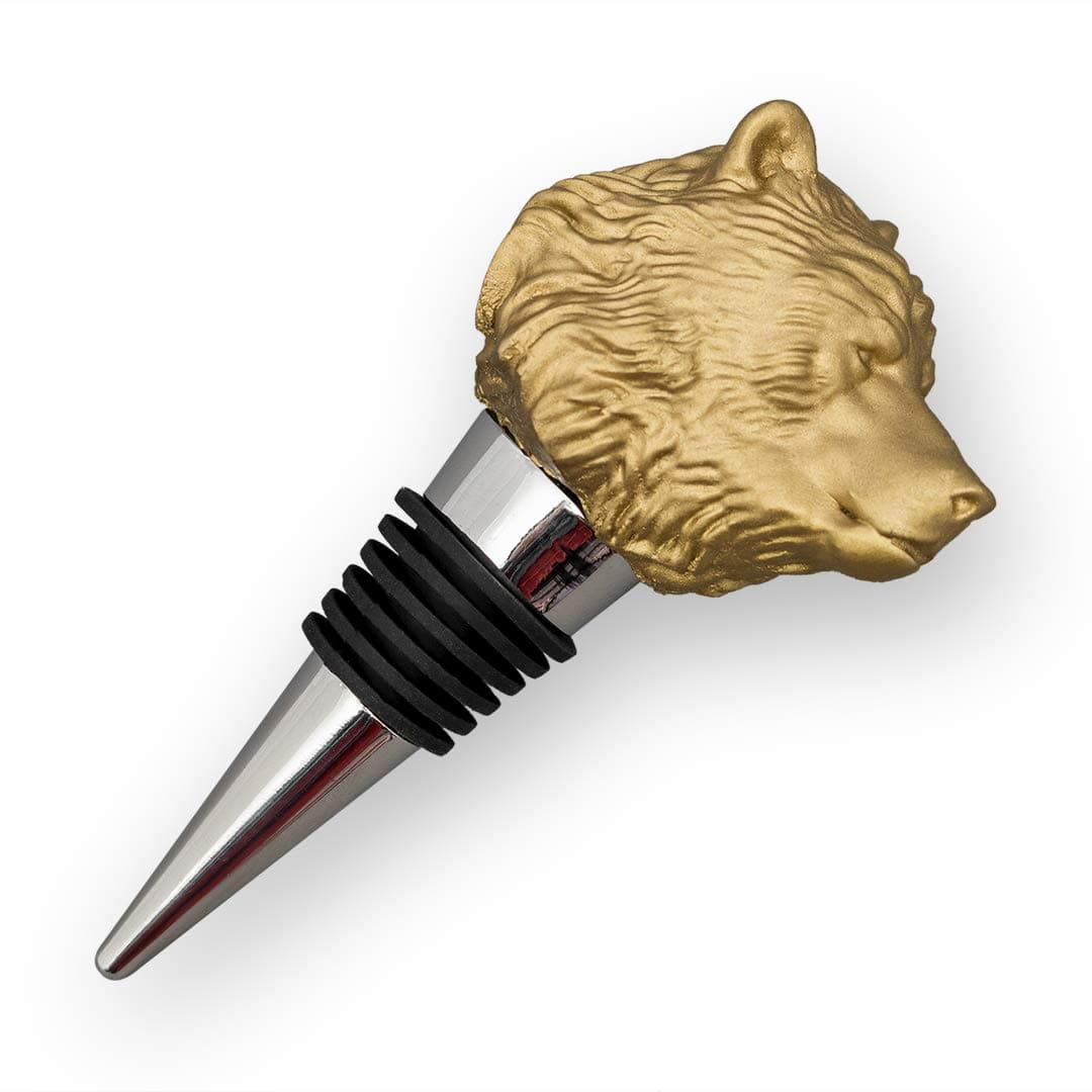 Iron And Glory IAGBB Metal Stopper with Airtight Seal-Decorative Bear Head Topper for Wine, Whiskey, Champagne, Rum and Other Bottles