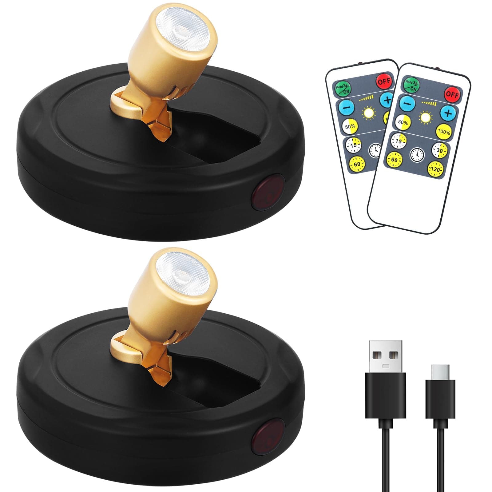 Rechargeable Spotlight, Battery Powered Picture Lights with Remote, Dimmable Plant Spot Light Indoor, Cordless Accent Lighting, LED Uplight for Tree Dartboard Decor Painting Artwork Photo