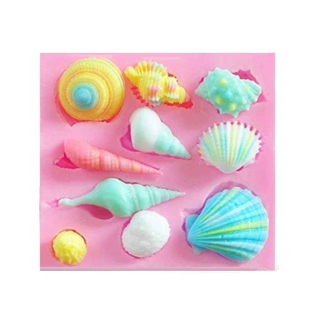 Cute Romantic Seashell Sea Shell Silicone Cake Mould Chocolate Fondant Mold Soap Molds Silicone Baking Molds (Pink Seashell)