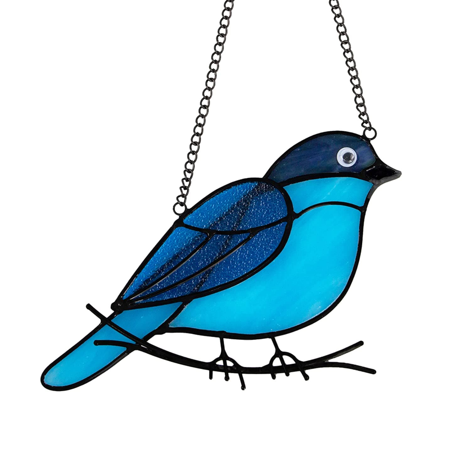 Stained Glass Window Hanging Bluebird Stained Glass Suncatchers for Window Handmade Bird Suncatcher Hanging Ornament for Garden Kitchen Window Decor, Housewarming Gift for Bird Lovers, Mom