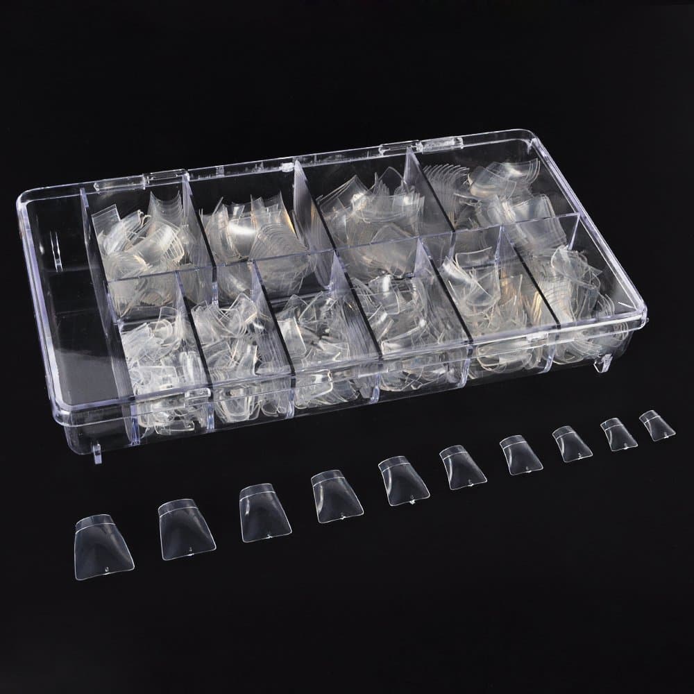 500pcs Duck shaped French Style Clear Color False Nails Fake Nail Art Tips 10 Sizes with box