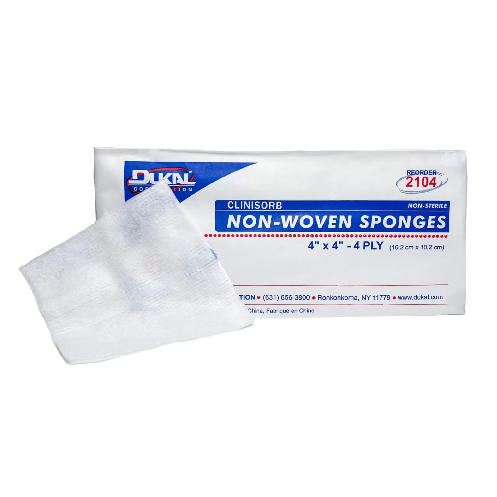 Dukal DUK 2104 Clinisorb Rayon/Poly Blend Non-Woven Gauze Sponge, Non-Sterile, 4-Ply, 4" x 4" (Pack of 200)[Amazon-developed Certification] Compact by Design